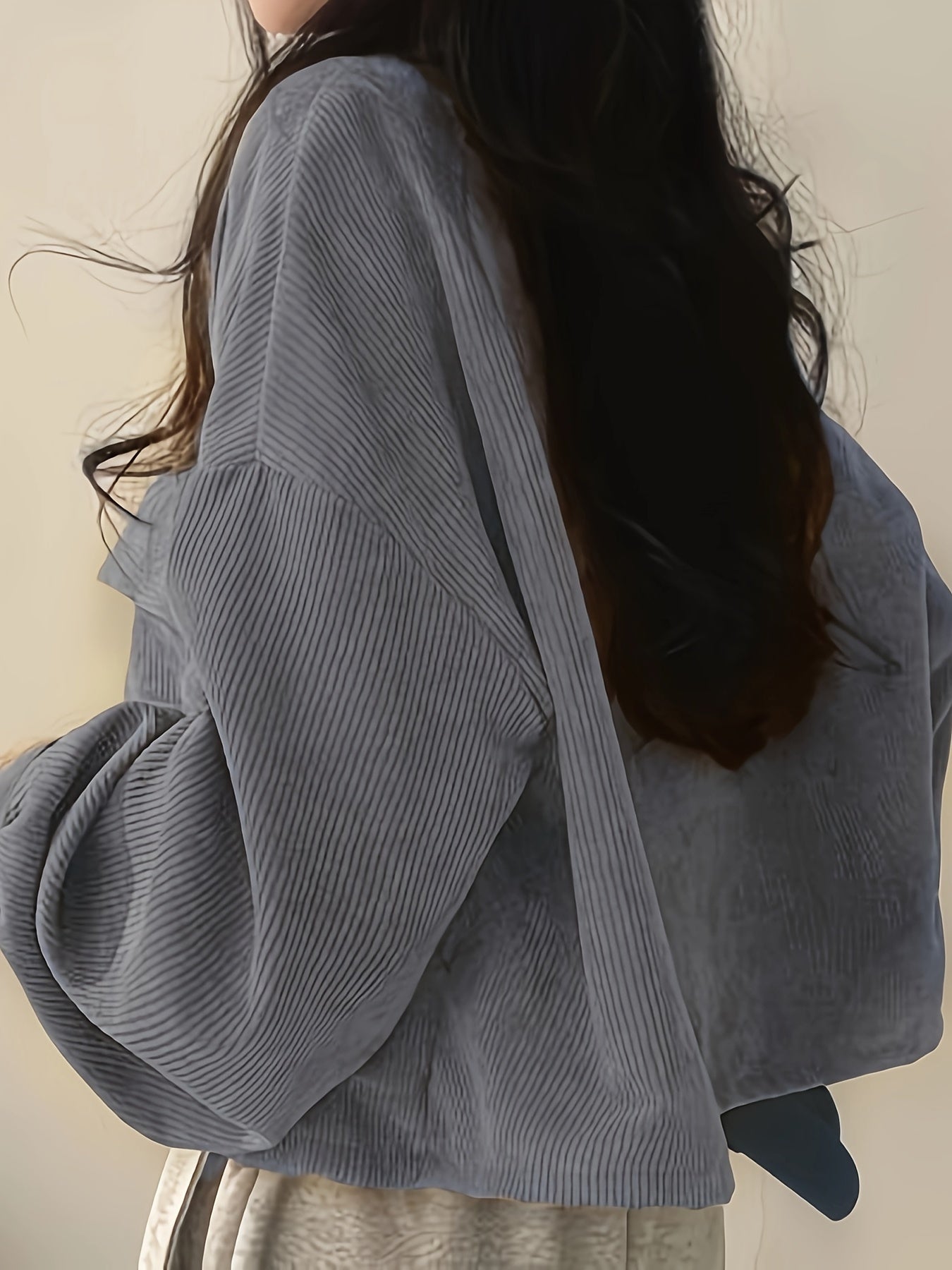 Sixsr Button Front Flap Pockets Jacket, Casual Long Sleeve Jacket For Fall & Winter, Women's Clothing