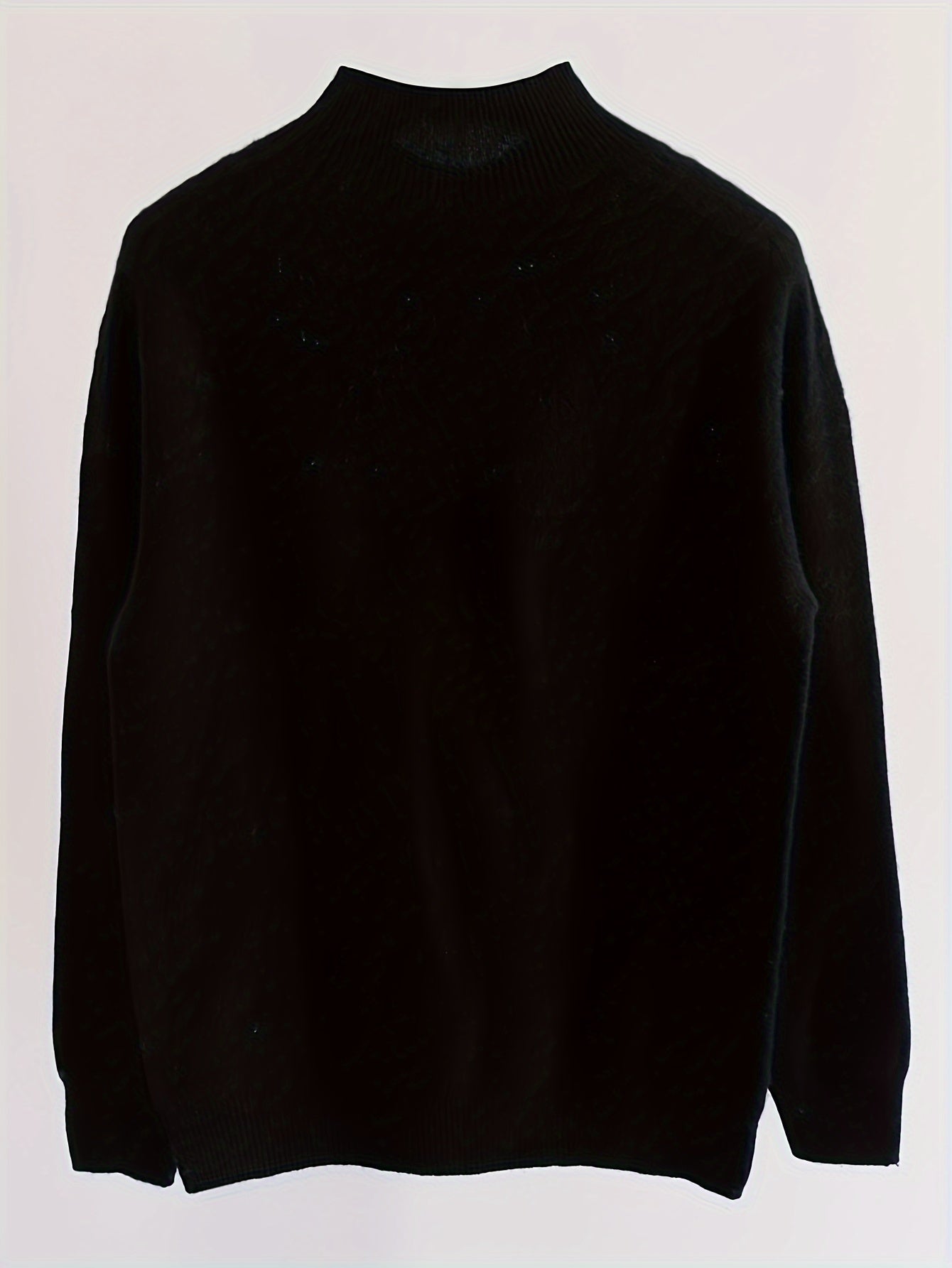 Sixsr Solid Color Mock Neck Sweater, Casual Long Sleeve Sweater For Fall & Winter, Women's Clothing