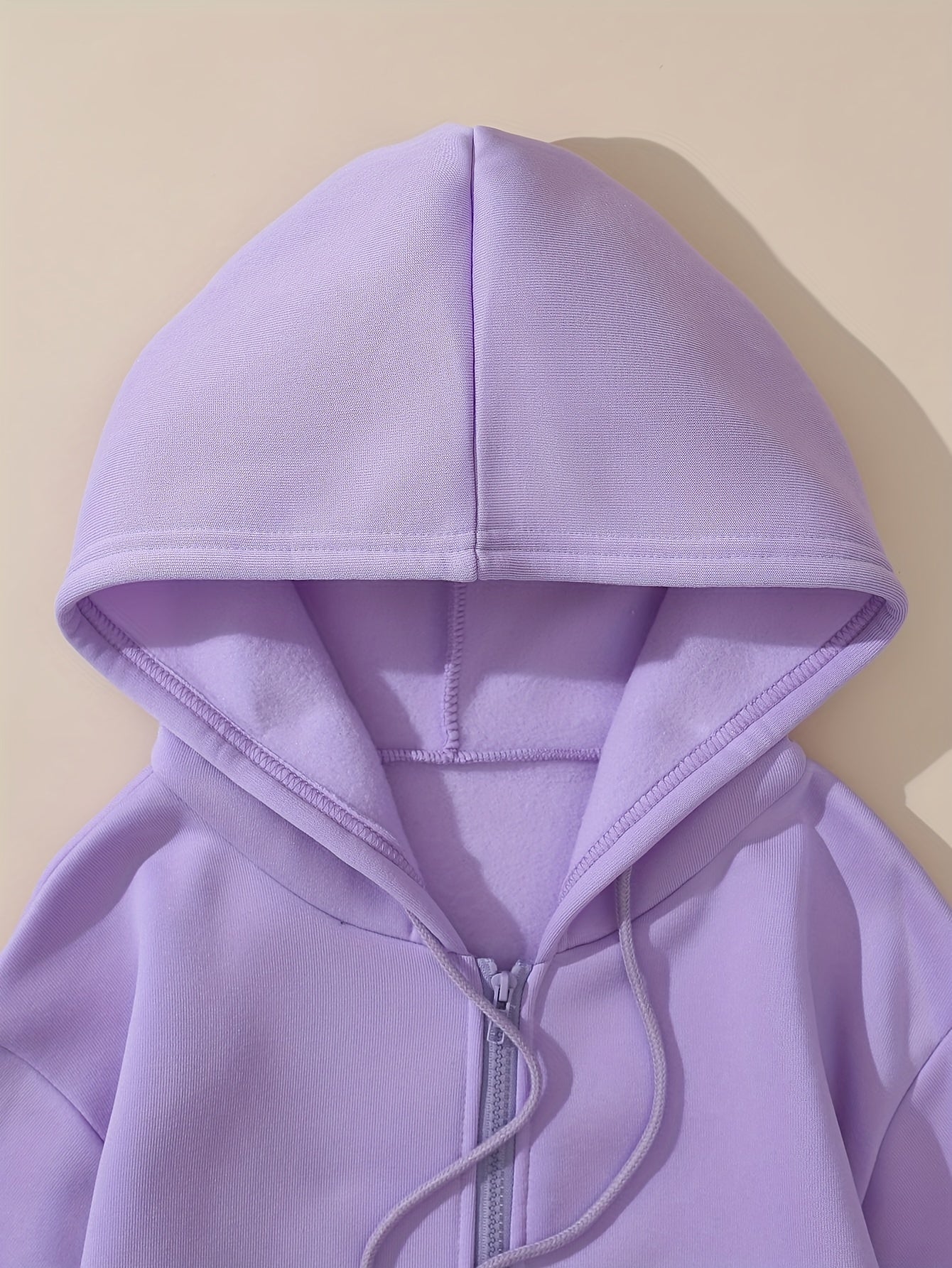 Sixsr Solid Casual Two-piece Set, Zip Up Drawstring Hooded Tops & Elastic Waist Shorts Outfits, Women's Clothing