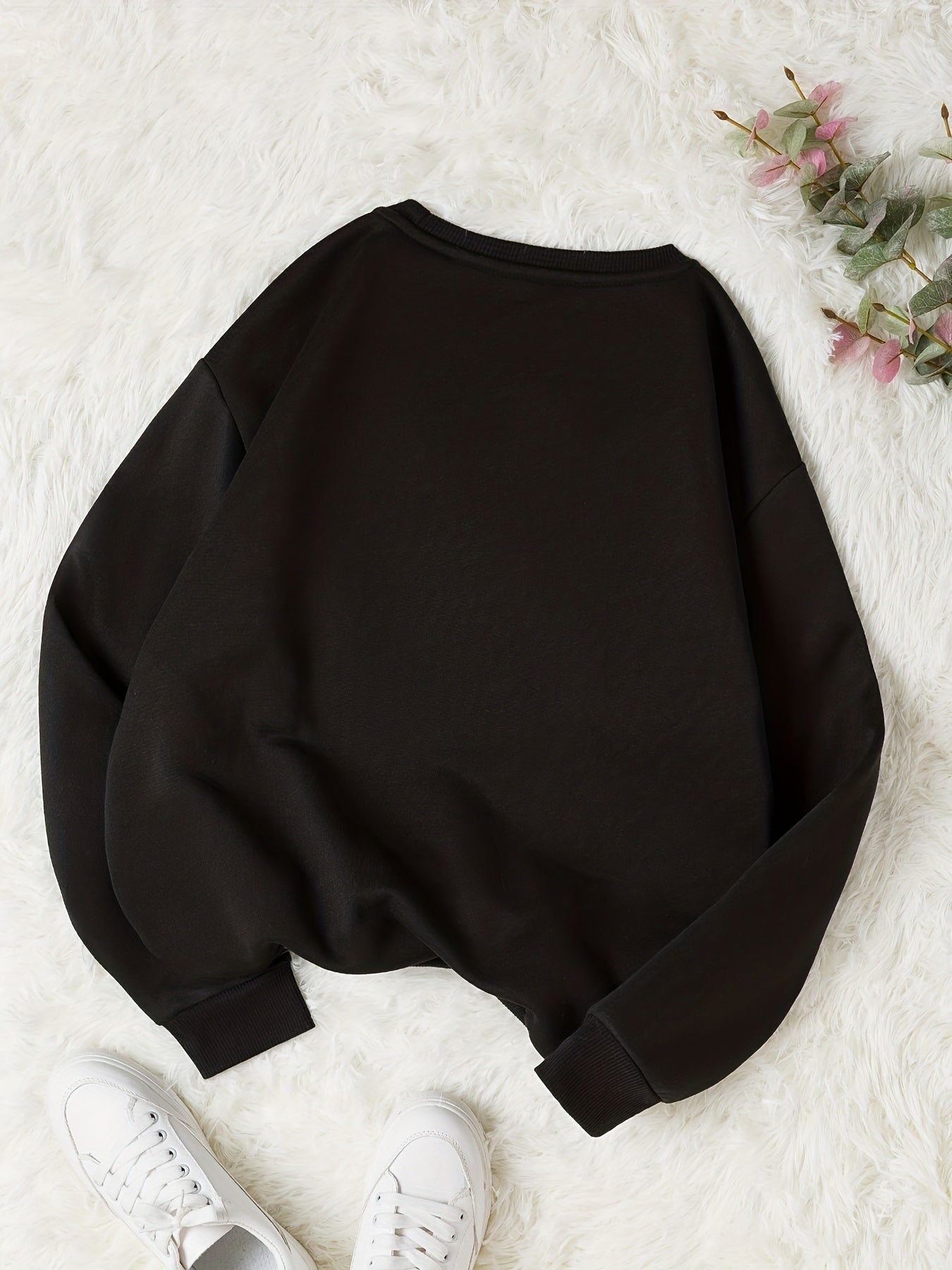 Sixsr Pray Letter Print Thermal Sweatshirt, Long Sleeve Crew Neck Casual Sweatshirt For Spring & Fall, Women's Clothing