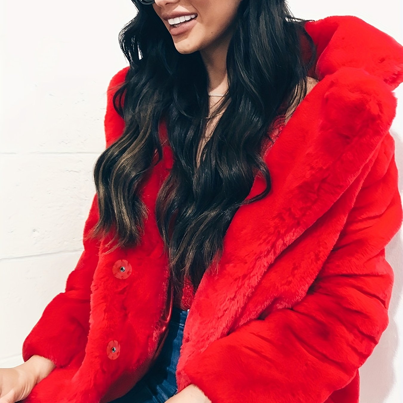Sixsr Winter Warm Plush Loose Coat, Casual Long Sleeve Fashion Teddy Outerwear, Women's Clothing