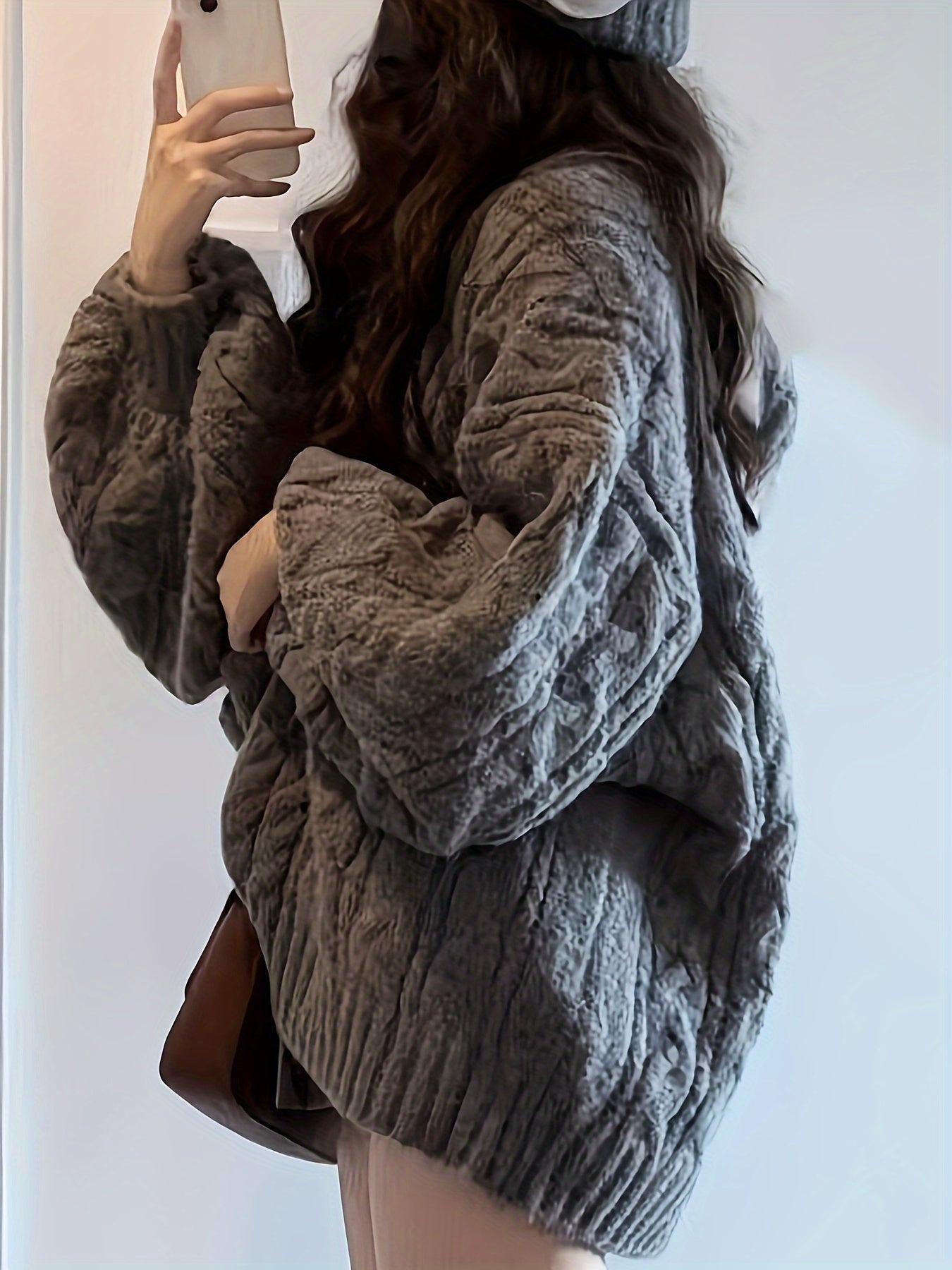 Sixsr Solid Chunky Cable Knit Pullover Sweater, Vintage Long Sleeve Thick Oversized Sweater, Women's Clothing