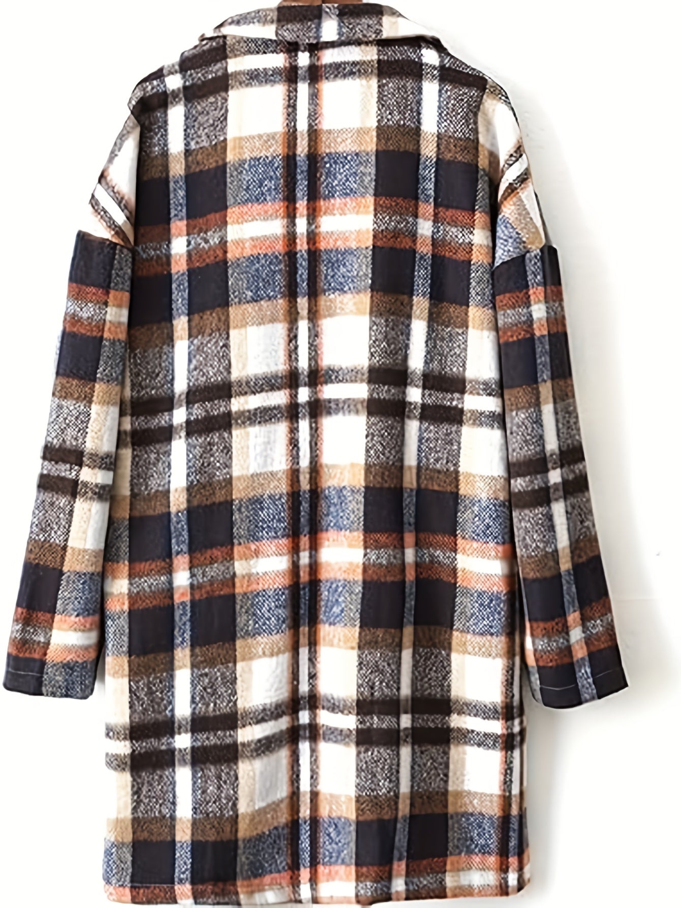 Sixsr Single Breasted Plaid Print Jacket, Casual Lapel Long Sleeve Outerwear, Women's Clothing