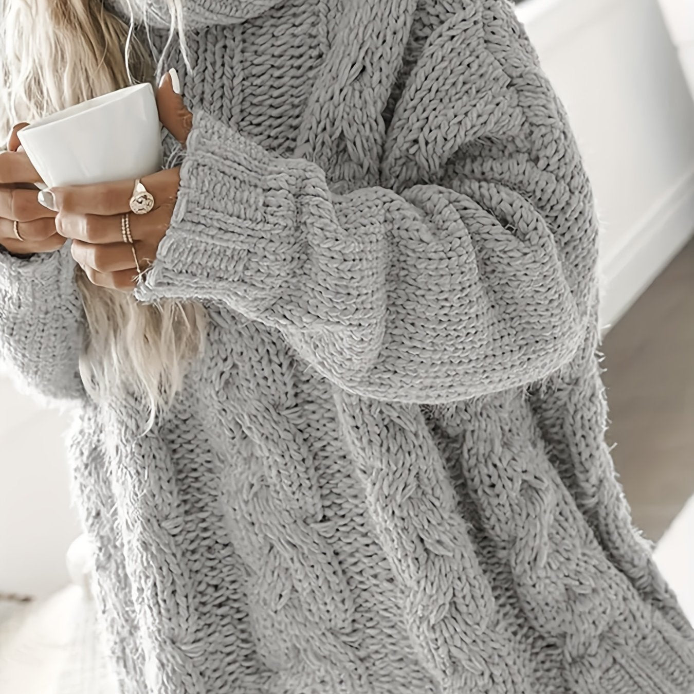 Sixsr Twist Pattern Turtle Neck Pullover Sweater, Casual Long Sleeve Sweater For Fall & Winter, Women's Clothing