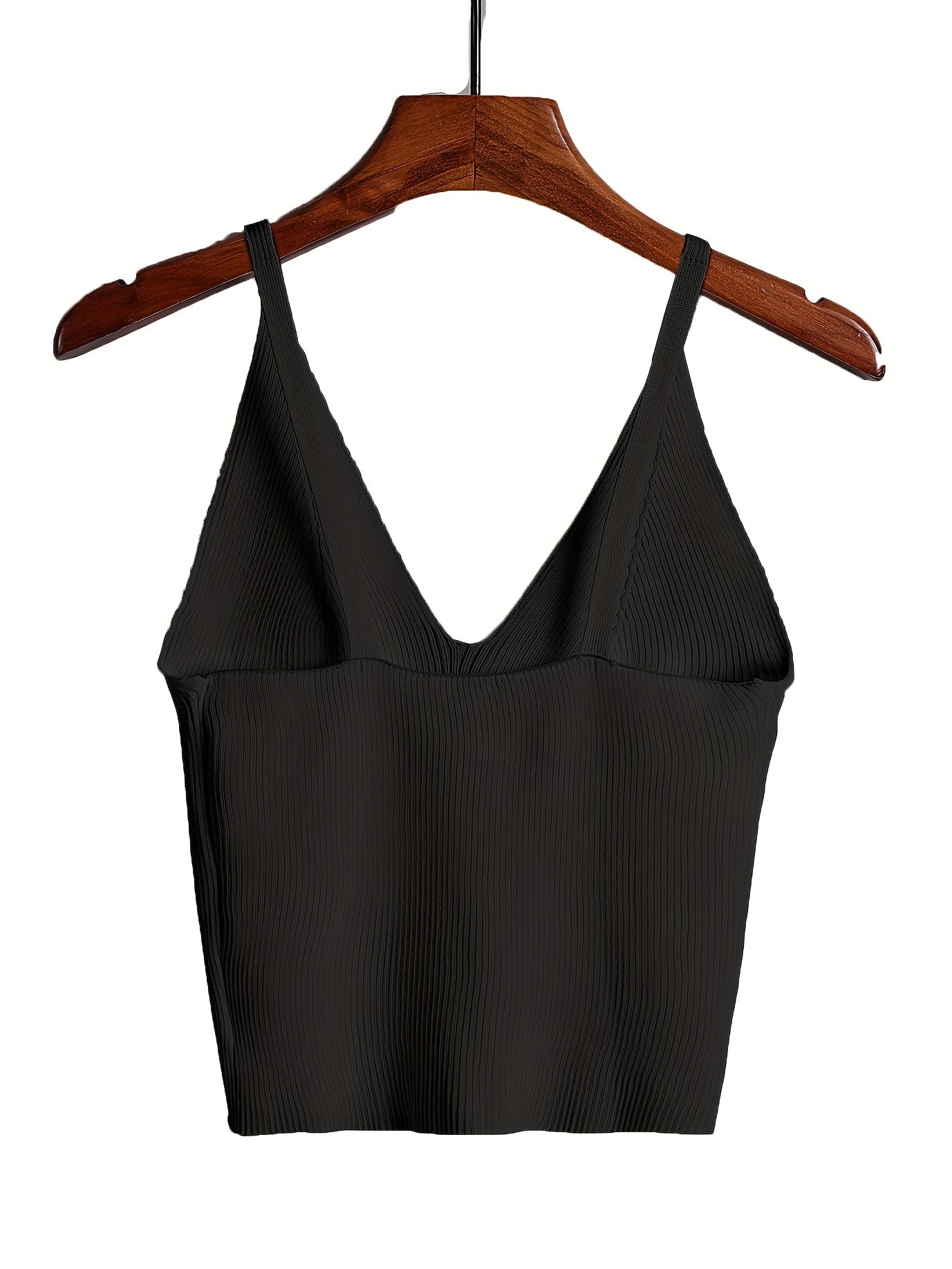 Sixsr Knitted Crop Cami Top, Sexy V Neck Casual Top For Spring & Summer, Women's Clothing