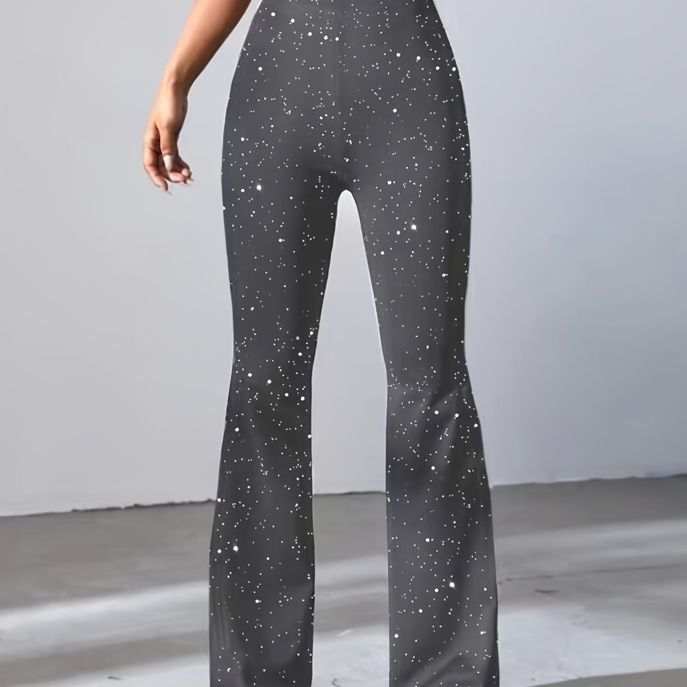 Sixsr High Waist Flared Leg Pants, Casual Long Length Pants For Spring & Fall, Women's Clothing