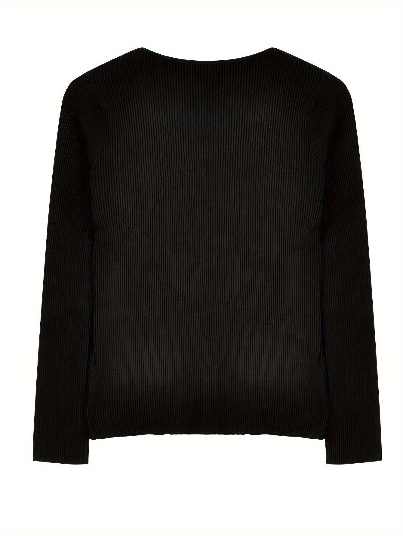 Sixsr Solid Color Long Sleeve Top, Versatile Casual Knit Top For Fall & Winter, Women's Clothing