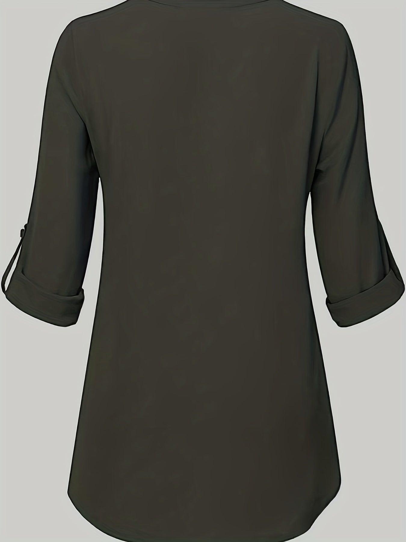 Sixsr Solid Simple Blouse, Casual V Neck Long Sleeve Blouse, Women's Clothing