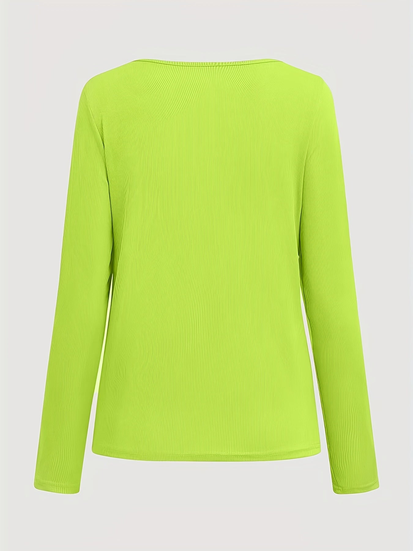 Sixsr Solid Ribbed Zipper Front T-Shirt, Casual Long Sleeve T-Shirt For Spring & Fall, Women's Clothing