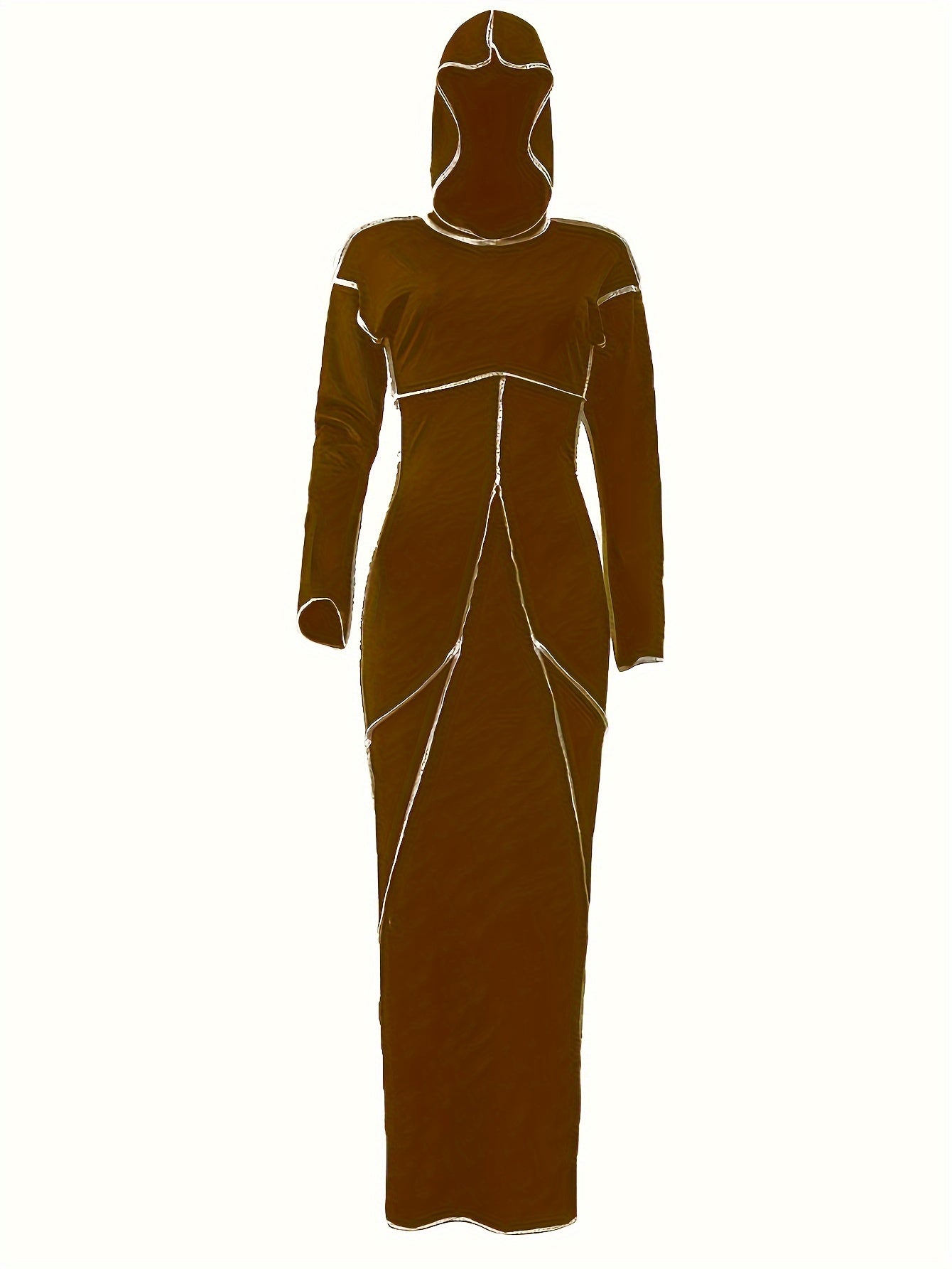 Sixsr Plus Size Seam Hoodie Slim Fit Long Sleeve Bodycon Maxi Dress, Women's Plus Casual Slight Stretch Bodycon Dress