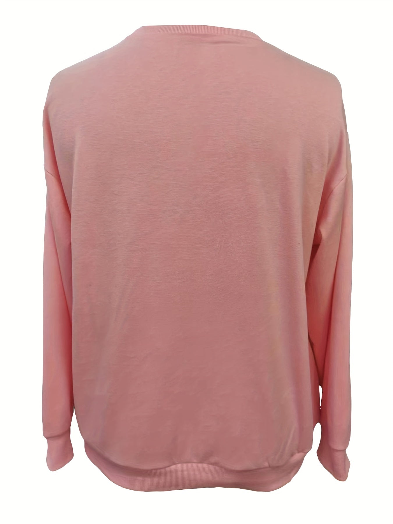 Sixsr Plus Size Casual Sweatshirt, Women's Plus Slogan Print Long Sleeve Round Neck Sweatshirt