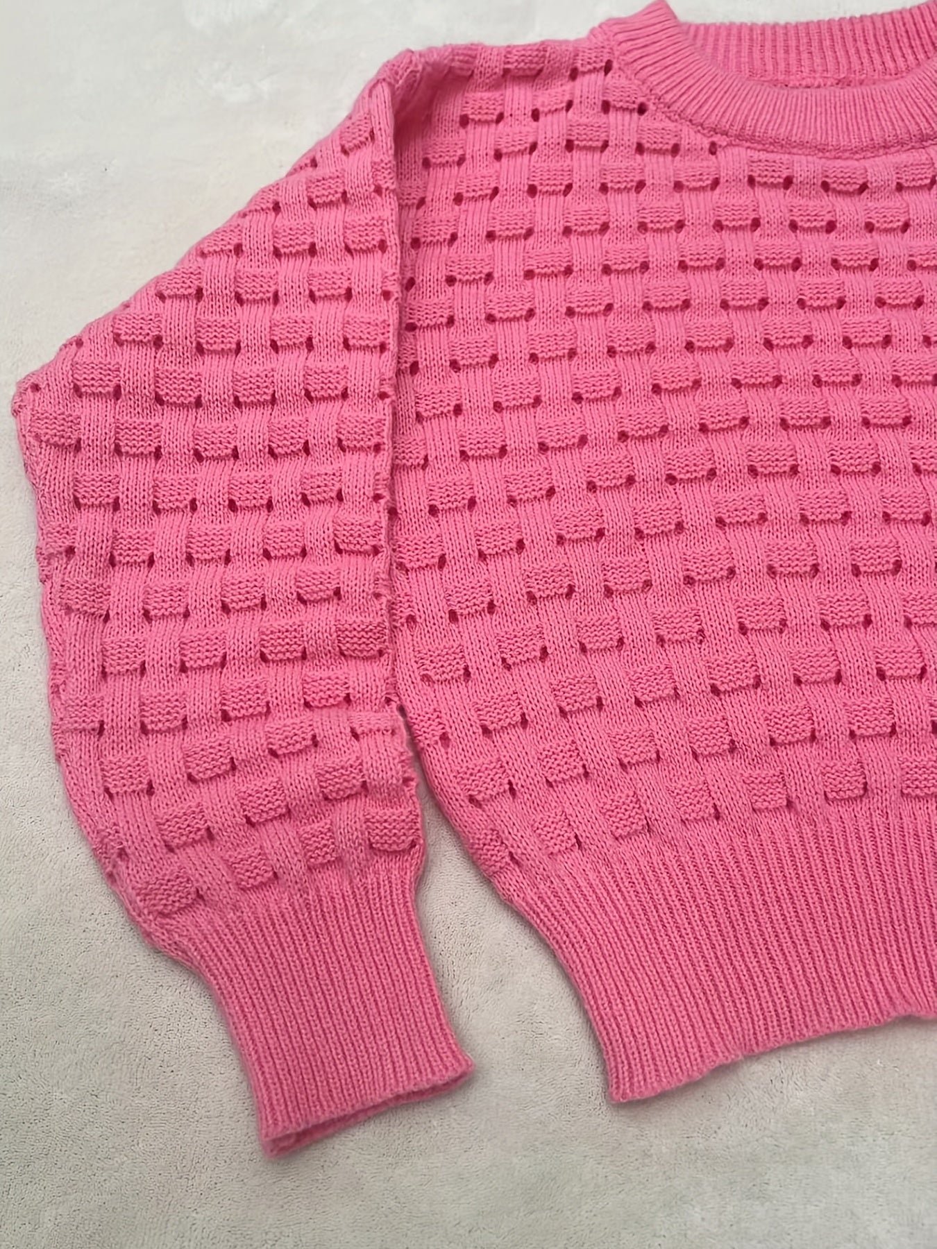 Sixsr Plaid Pattern Crew Neck Pullover Sweater, Casual Long Sleeve Sweater, Women's Clothing