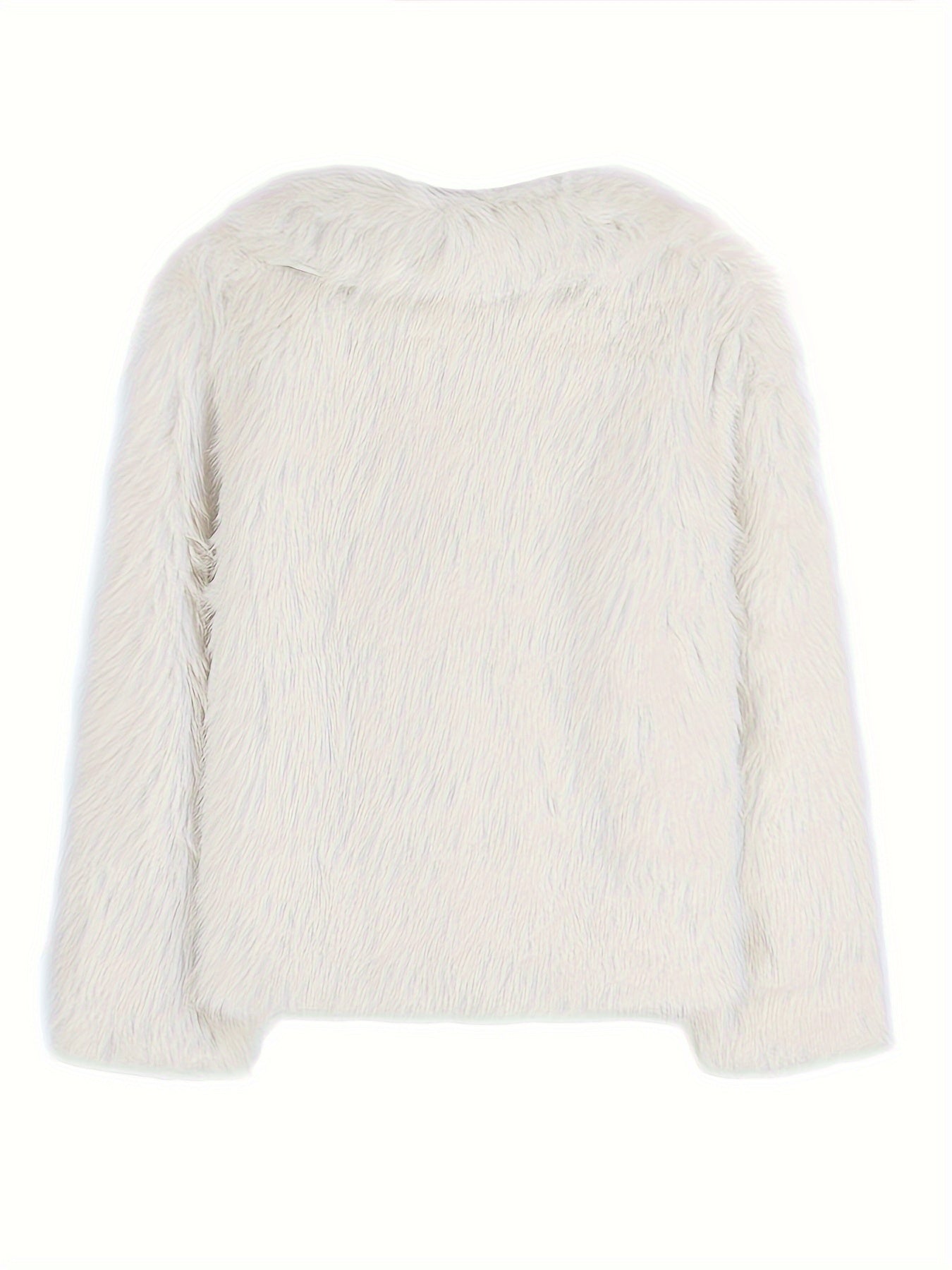 Sixsr Fuzzy Solid Coat, Casual Long Coat For Fall & Winter, Women's Clothing