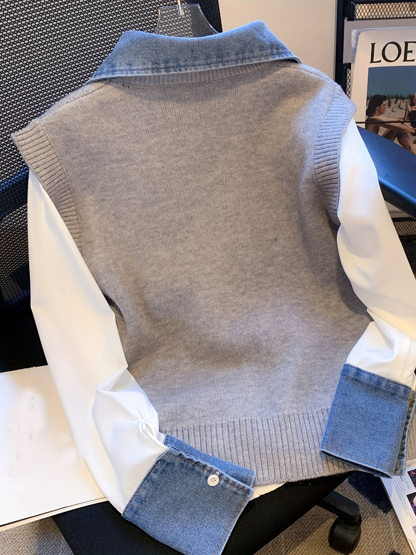 Smile Face & Letter Print Sweater Vest, Casual Sleeveless Vest For Fall & Winter, Women's Clothing