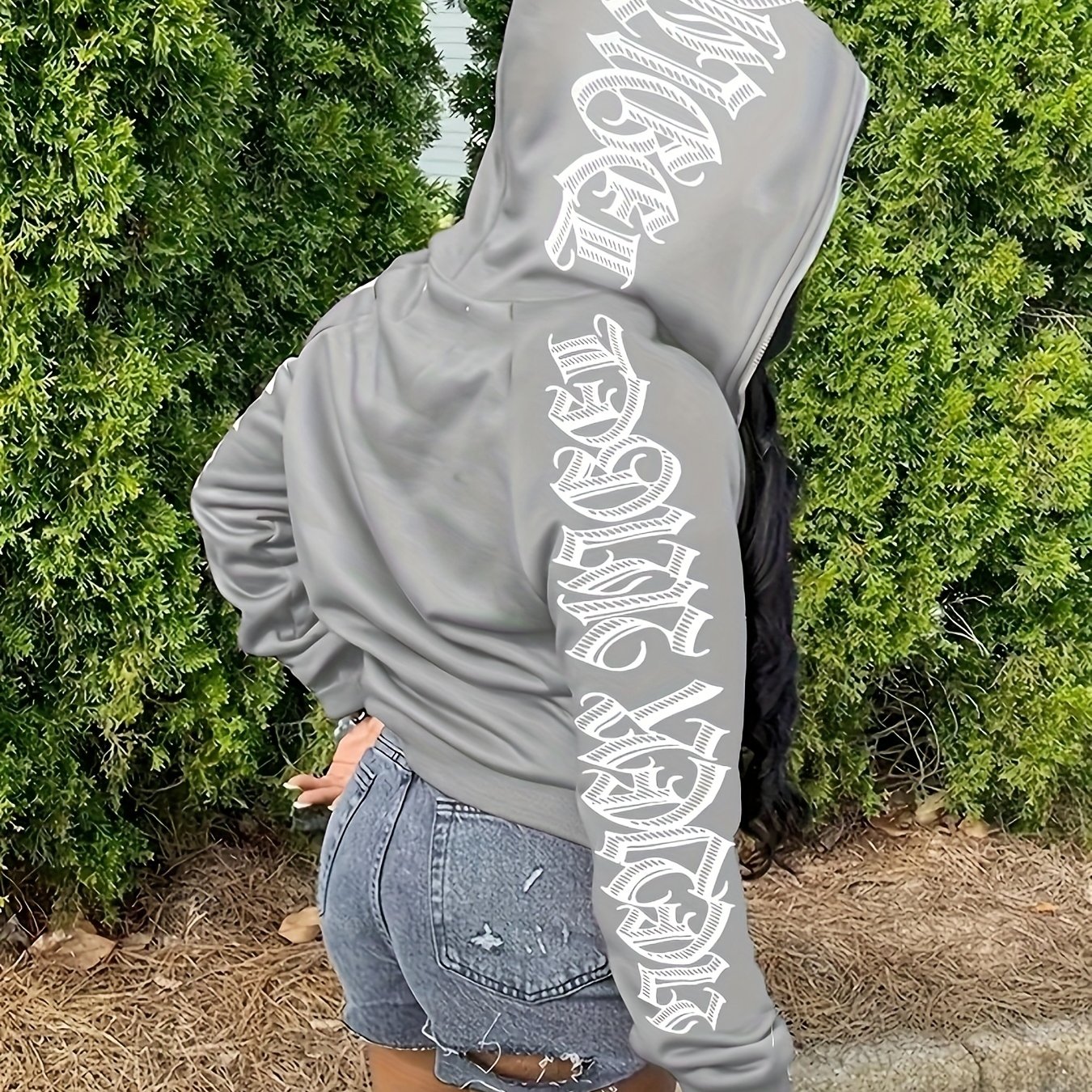 Sixsr Full Zip Up Hooded Sweatshirts, Long Sleeve Top Solid Color Jacket, Graphic Sweatshirt Hoodies Women's Sweatshirts