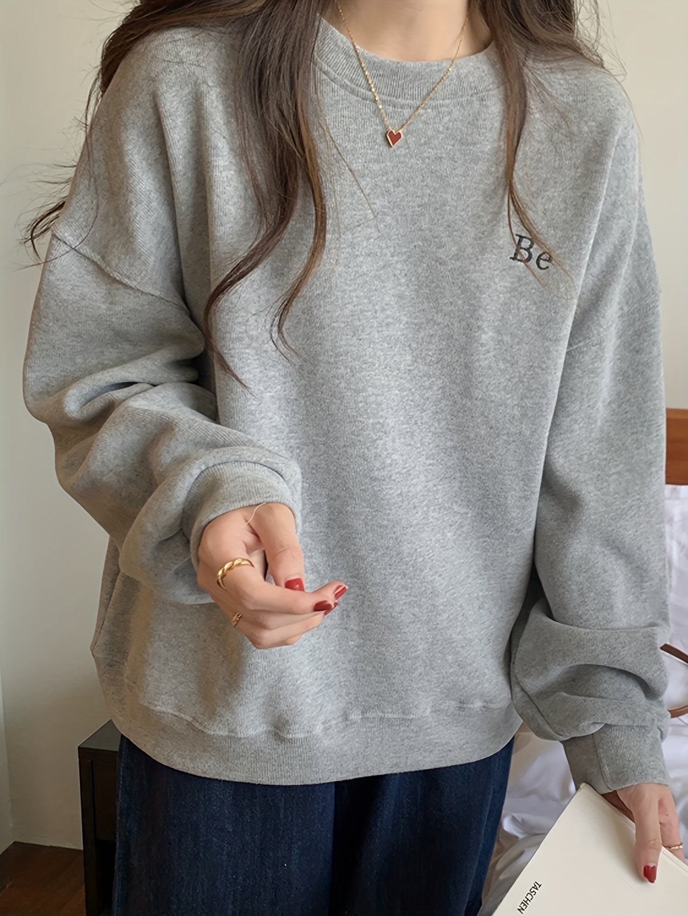 Sixsr Letter Pattern Pullover Sweatshirt, Casual Long Sleeve Crew Neck Sweatshirt For Fall & Winter, Women's Clothing