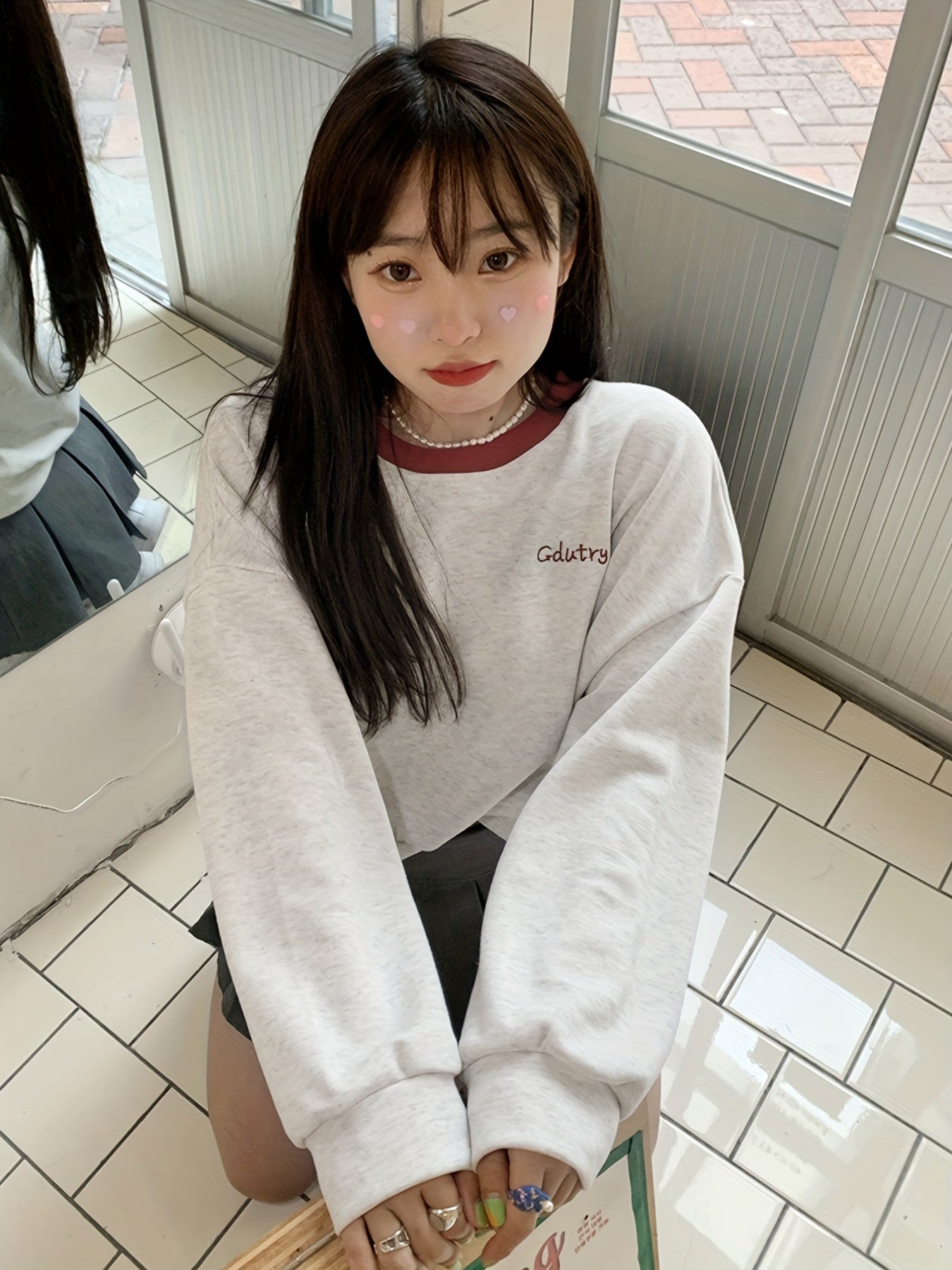 Sixsr Crew Neck Pullover Sweatshirt, Casual Long Sleeve Crop Sweatshirt For Spring & Fall, Women's Clothing
