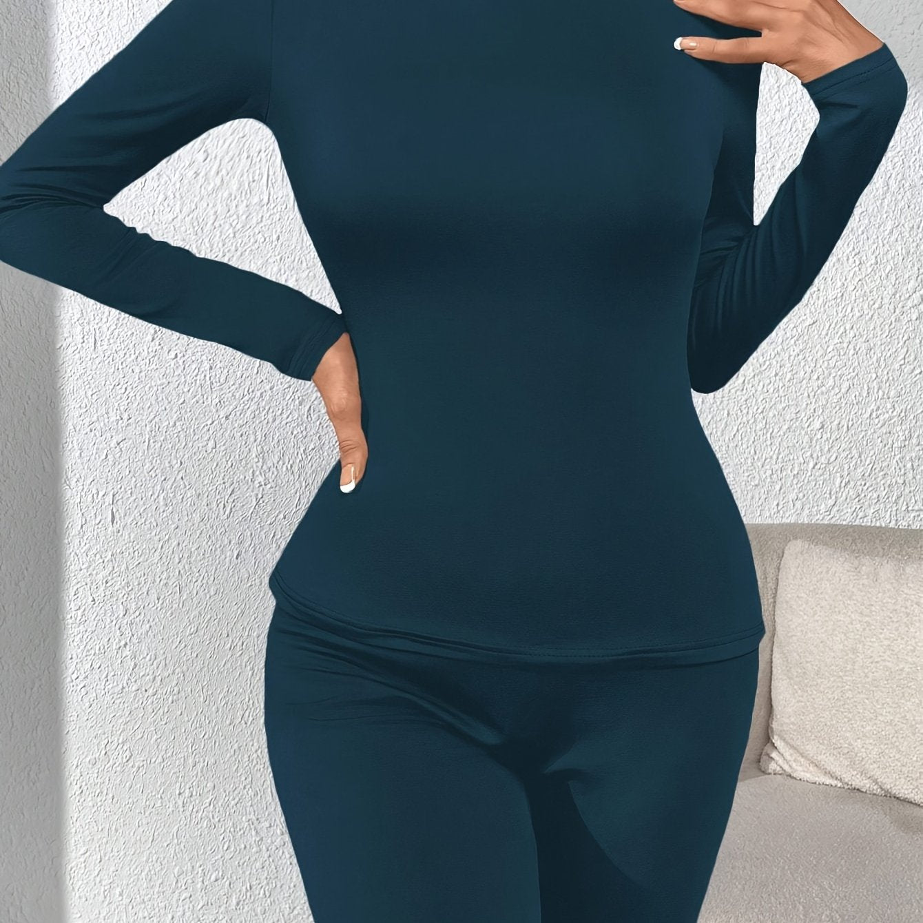 Sixsr Seamless Thermal Underwear, Soft & Comfortable Long Sleeve Slim Base Top, Women's Lingerie & Sleepwear