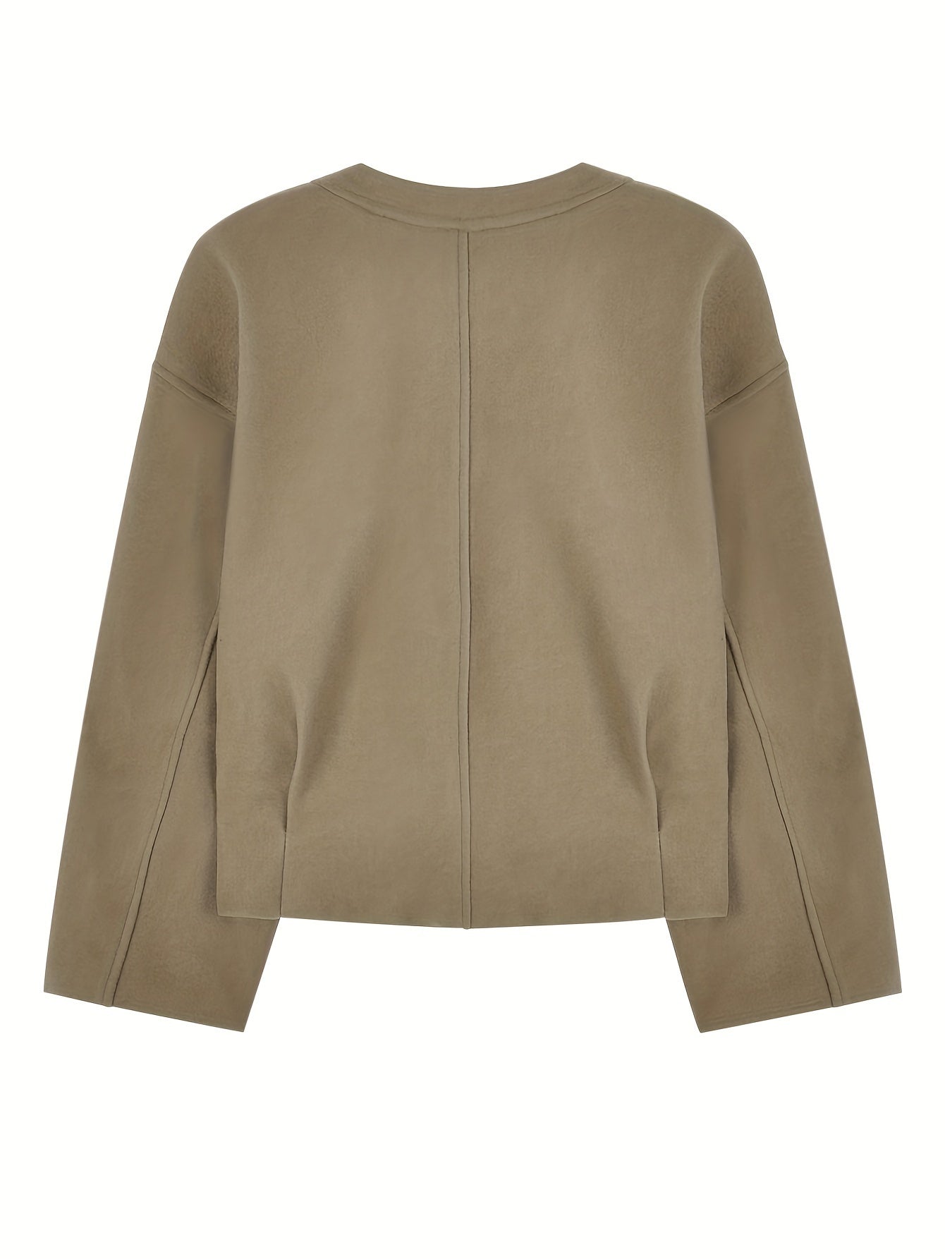 Sixsr Solid Zipper Front Simple Jacket, Casual Long Sleeve Outwear For Fall & Winter, Women's Clothing