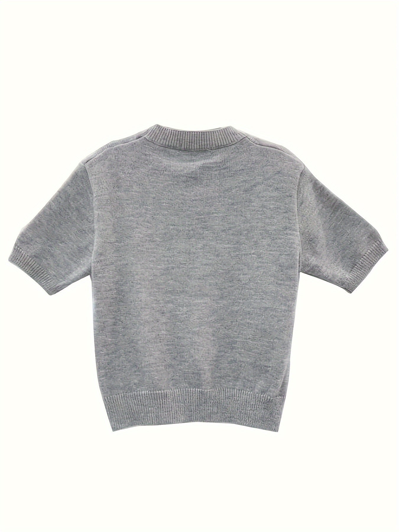 Sixsr Graphic Pattern Crew Neck Knitted Top, Casual Short Sleeve Sweater For Spring & Summer, Women's Clothing