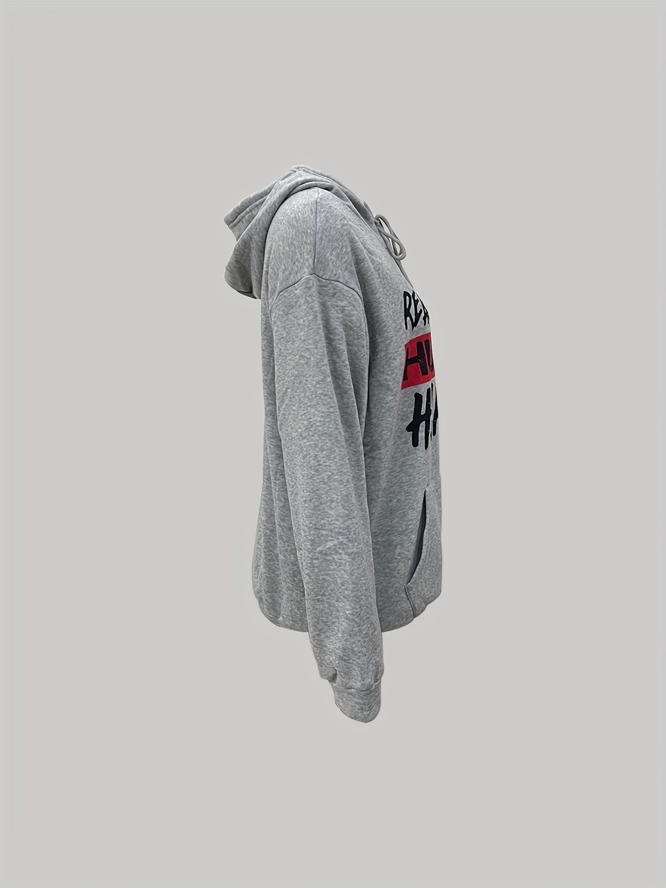 Sixsr Letter Print Kangaroo Pocket Hoodie, Casual Long Sleeve Drawstring Hoodies Sweatshirt, Women's Clothing