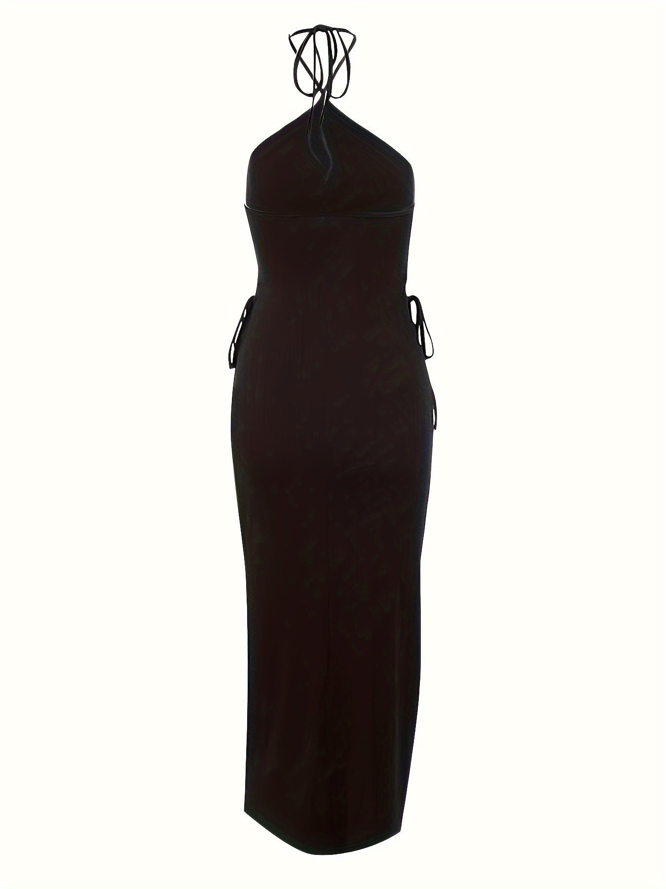 Sixsr Halter Neck Hollow Solid Dress, Elegant Sleeveless Bodycon Party Dress, Women's Clothing