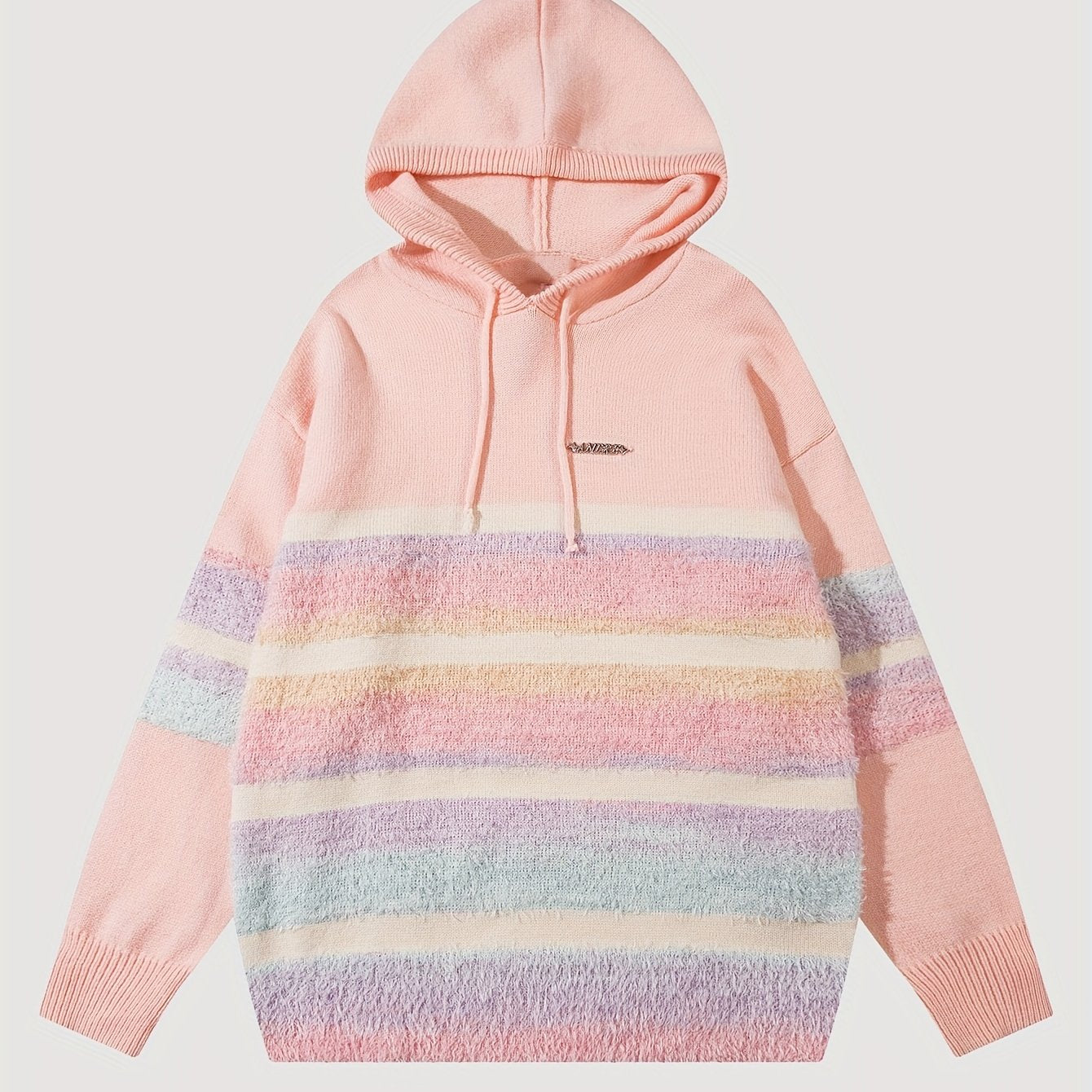 Sixsr Cool Knitted Sweater Hoodies For Men, Men's Casual Retro Striped Pullover Hooded Knit Sweater Streetwear For Winter Fall, As Gifts