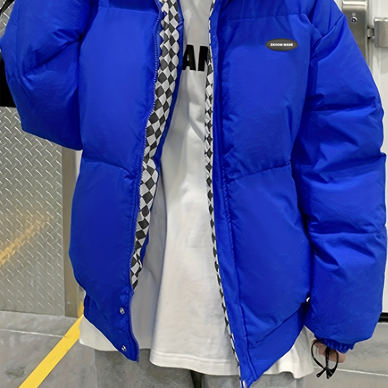 Sixsr Solid Puffy Warm Coat, Casual Zip Up Long Sleeve Winter Outerwear, Women's Clothing