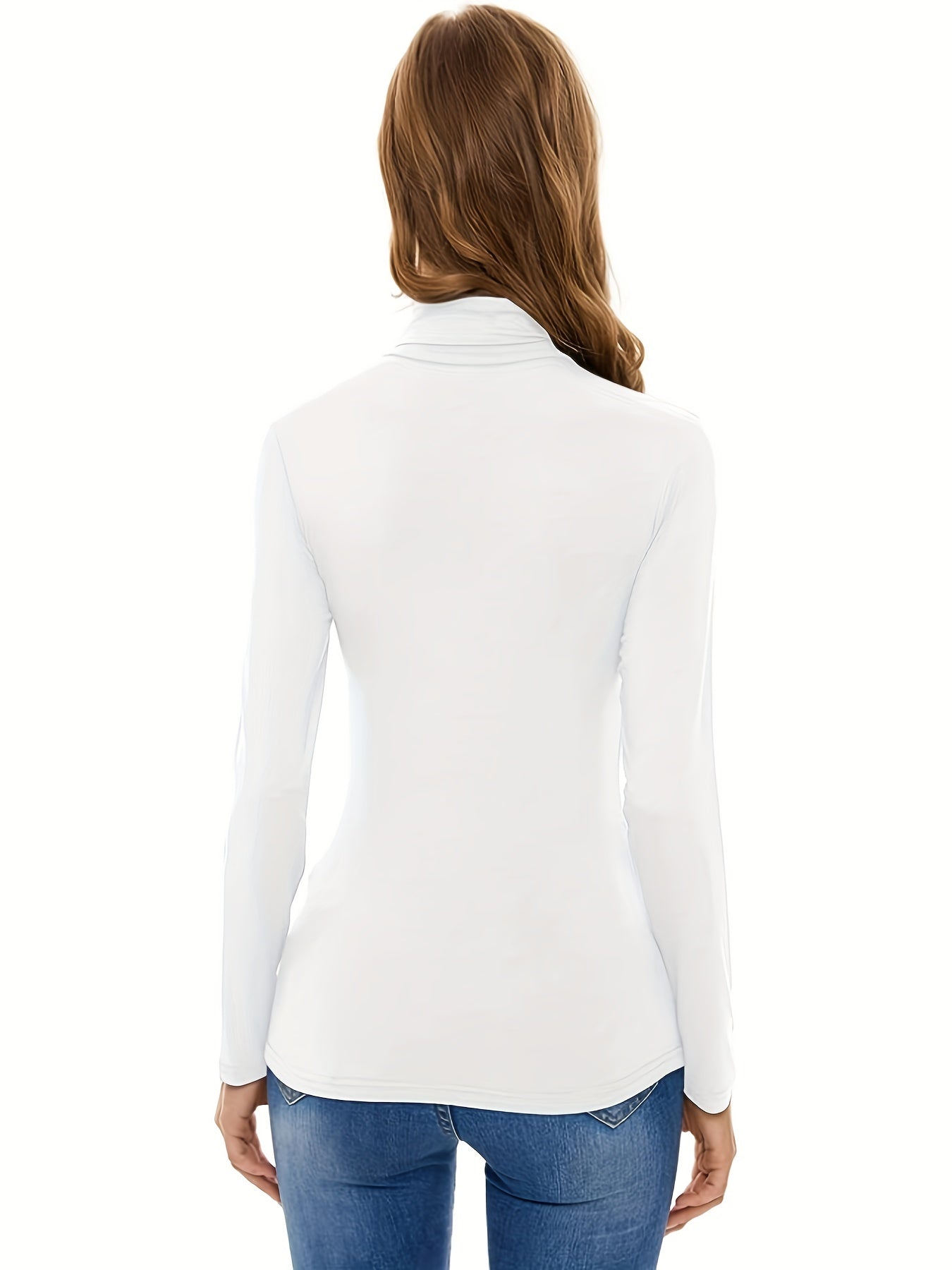 Sixsr 2 Packs Warm Turtleneck T-Shirts, Casual Long Sleeve Top For Spring & Fall, Women's Clothing