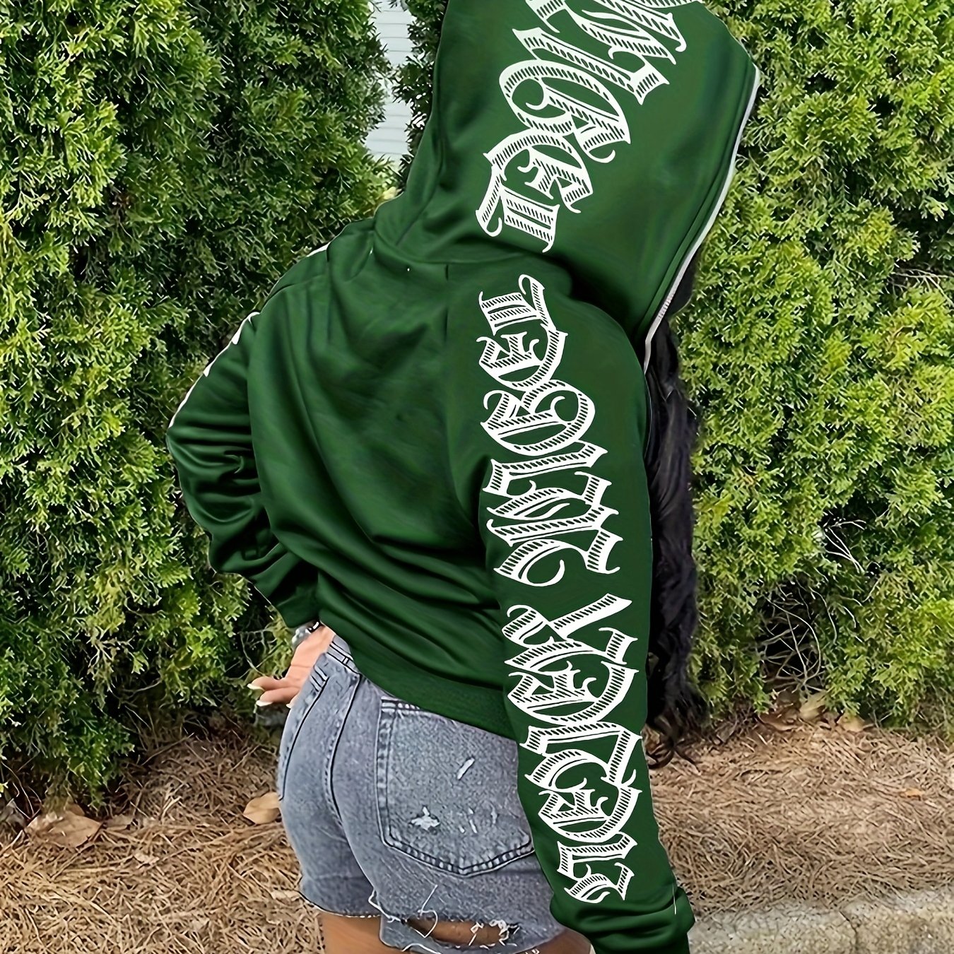 Sixsr Full Zip Up Hooded Sweatshirts, Long Sleeve Top Solid Color Jacket, Graphic Sweatshirt Hoodies Women's Sweatshirts