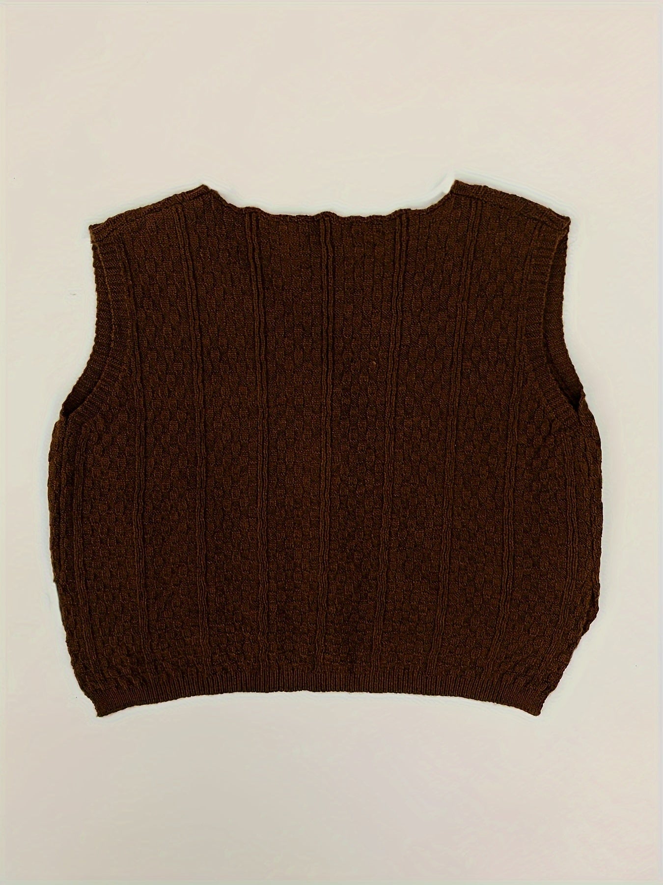 Sixsr Solid Button Down Knit Vest, Casual V Neck Sleeveless Sweater Vest, Women's Clothing
