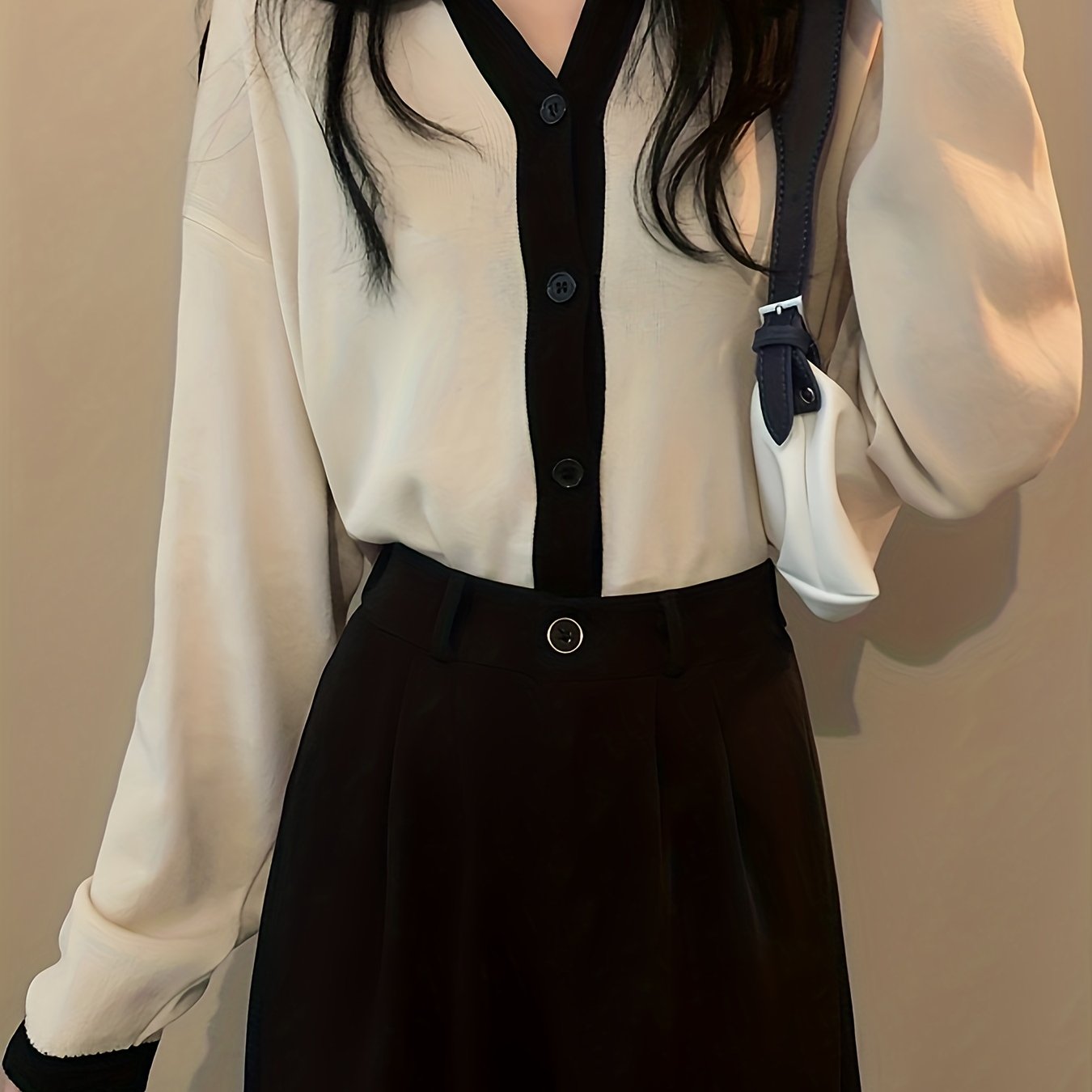 Sixsr Color Block Button Front Cardigan, Casual Long Sleeve Outwear, Women's Clothing