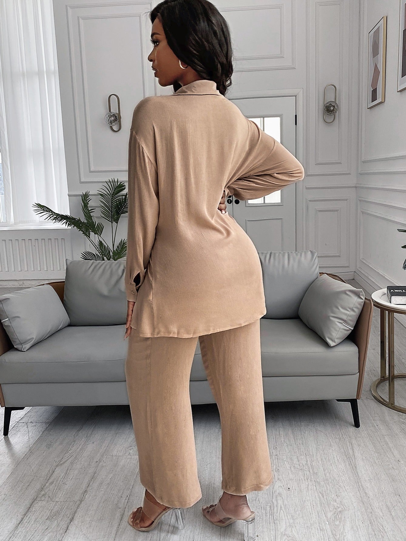 Stylish Women's Blouse and Wide Leg Pants Set - Perfect for Any Occasion