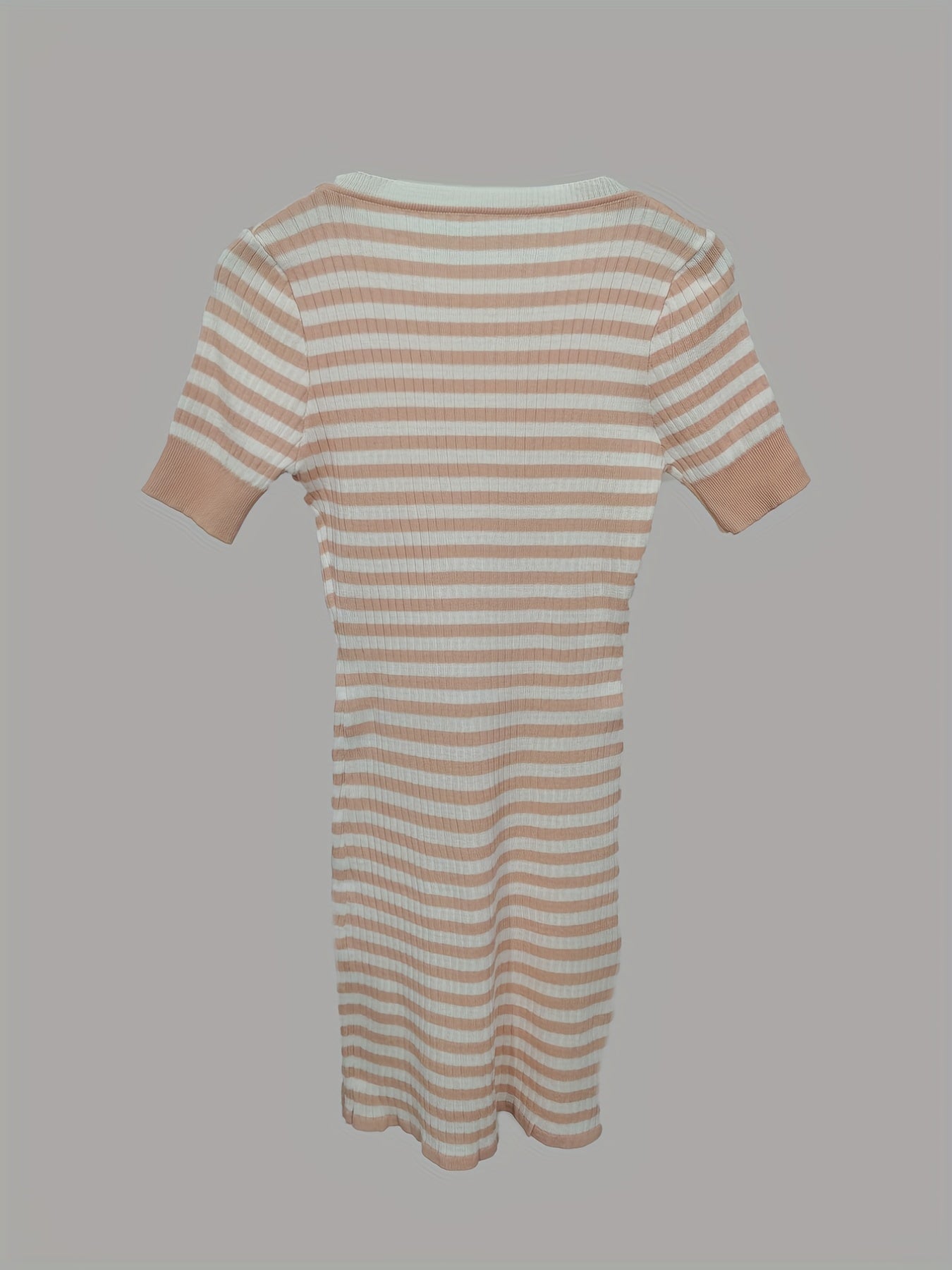Sixsr Striped Bodycon Dress, Casual Cute Crew Neck Short Sleeve Bag Hip Drawstring Dress, Women's Clothing