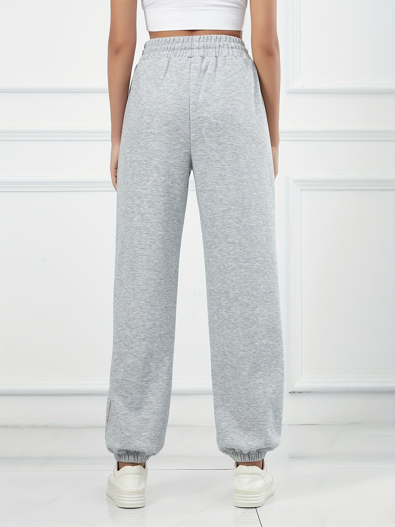 Sixsr Drawstring Elastic Waist Casual Sports Pants With Pocket, Comfortable Solid Color Sweatpants, Women's Athleisure