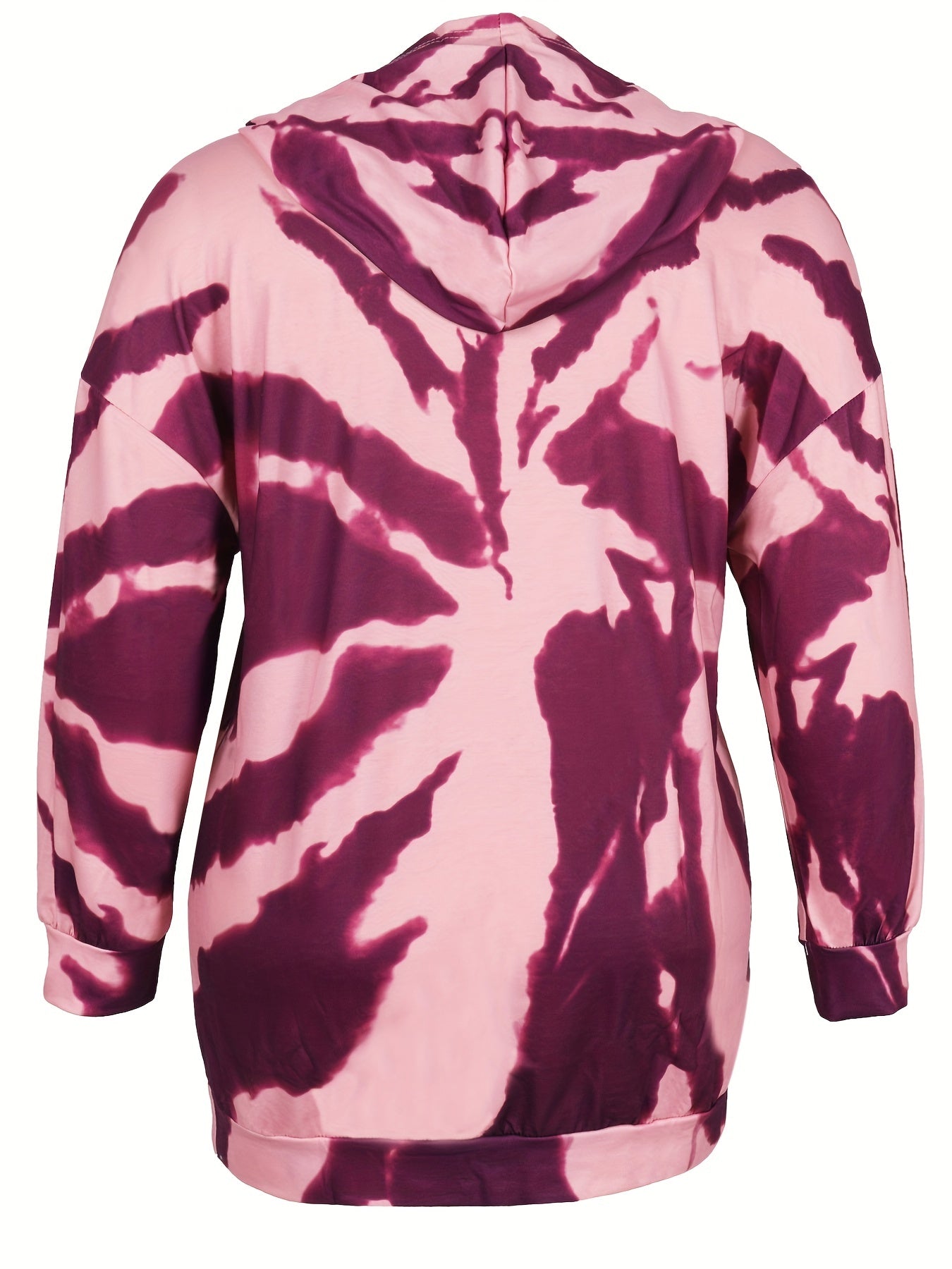 Sixsr Plus Size Casual Sweatshirt, Women's Plus Tie Dye Long Sleeve Slight Stretch Hoodie With Pocket
