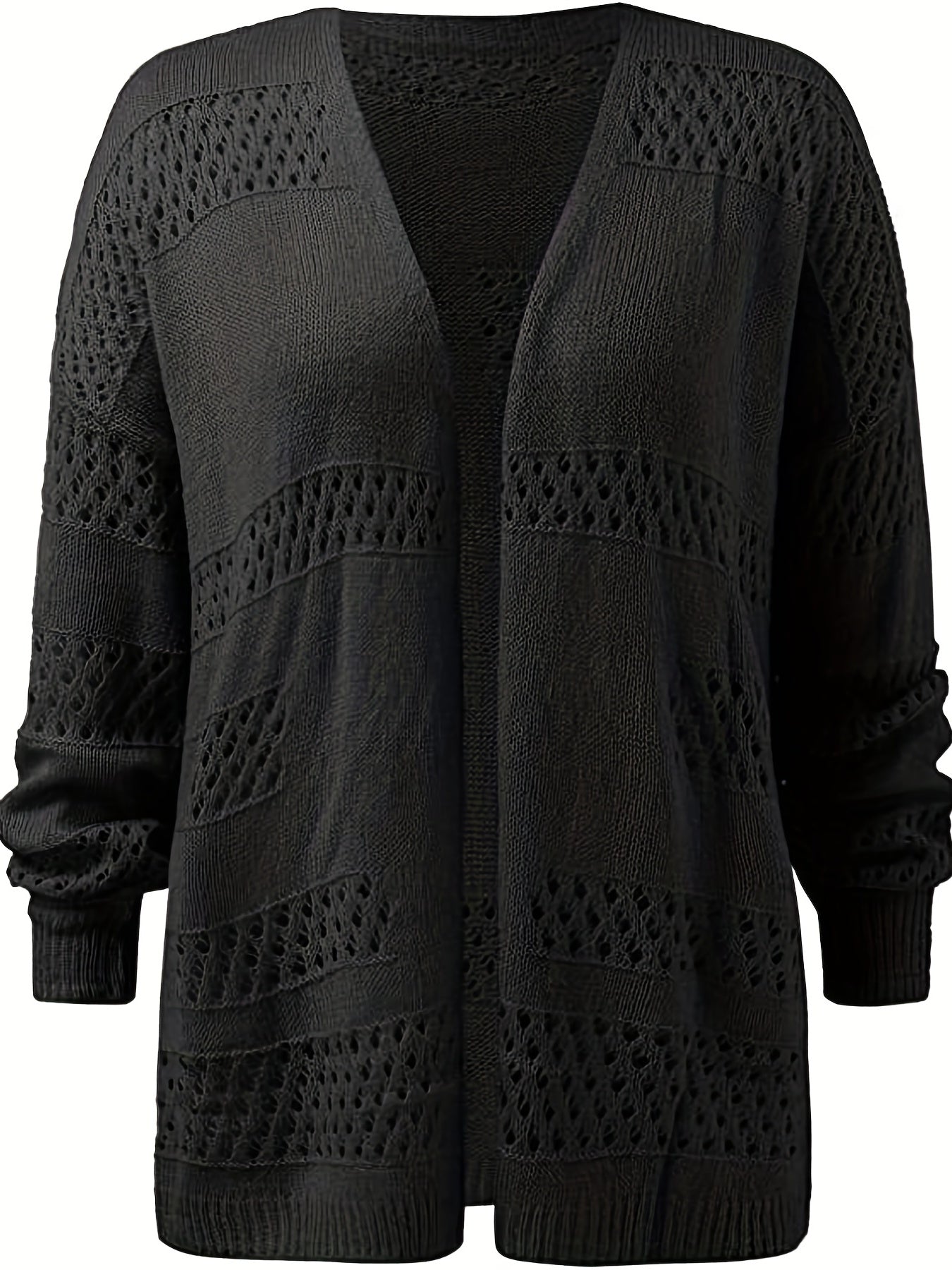 Sixsr Open Front Drop Shoulder Cardigan, Casual Long Sleeve Cardigan For Fall & Winter, Women's Clothing