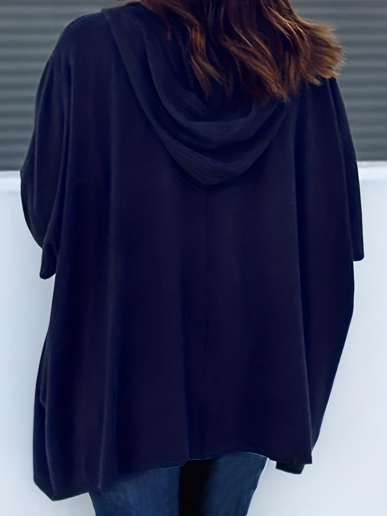 Sixsr Plus Size Casual Top, Women's Plus Colorblock Long Sleeve Oversized Drawstring Hoodie