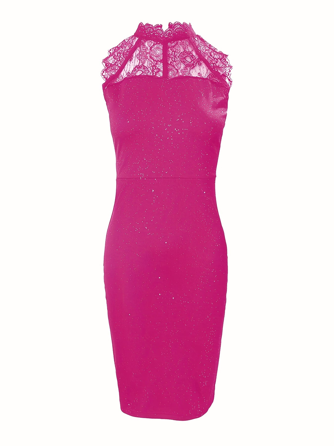 Lace Stitching Sheath Dress, Sleeveless Party Cocktail Casual Dress For Summer & Spring, Women's Clothing