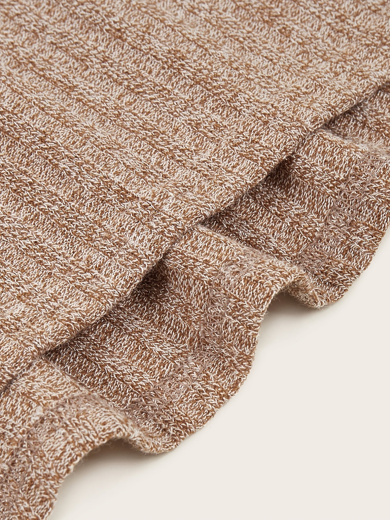 Sixsr Basic Tie Front Ribbed Knit Tee Top, Long Sleeve Solid Crew Neck Top, Casual Every Day Tops, Women's Clothing