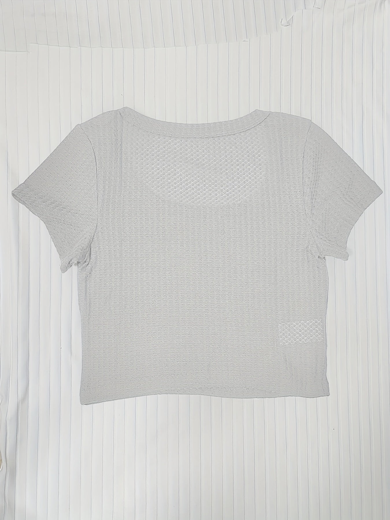 Sixsr Basics Solid Crew Neck Slim Crop T-shirt, Casual Short Sleeve Fashion Summer T-Shirts Crop Tops, Women's Clothing