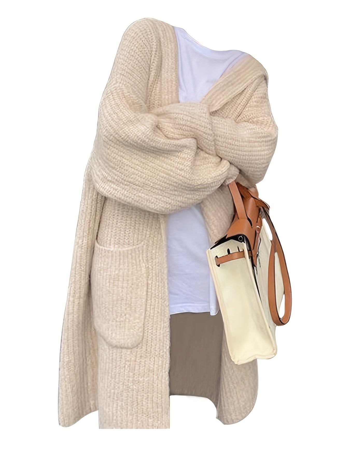 Sixsr Solid Open Front Cardigan, Casual Long Sleeve Hooded Pockets Cardigan, Women's Clothing