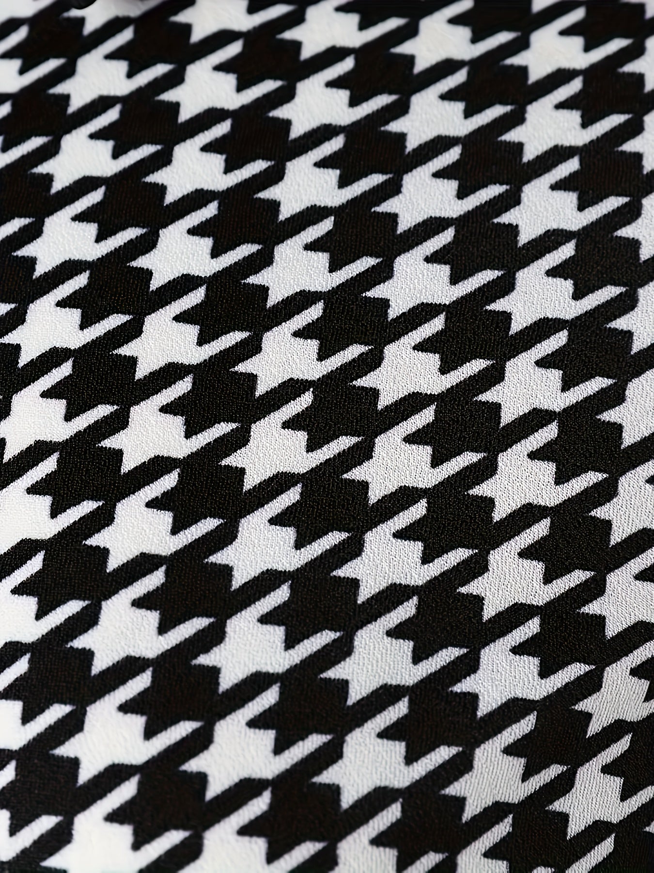 Sixsr Houndstooth Print Bodycon Dress, Elegant Long Sleeve Midi Dress, Women's Clothing