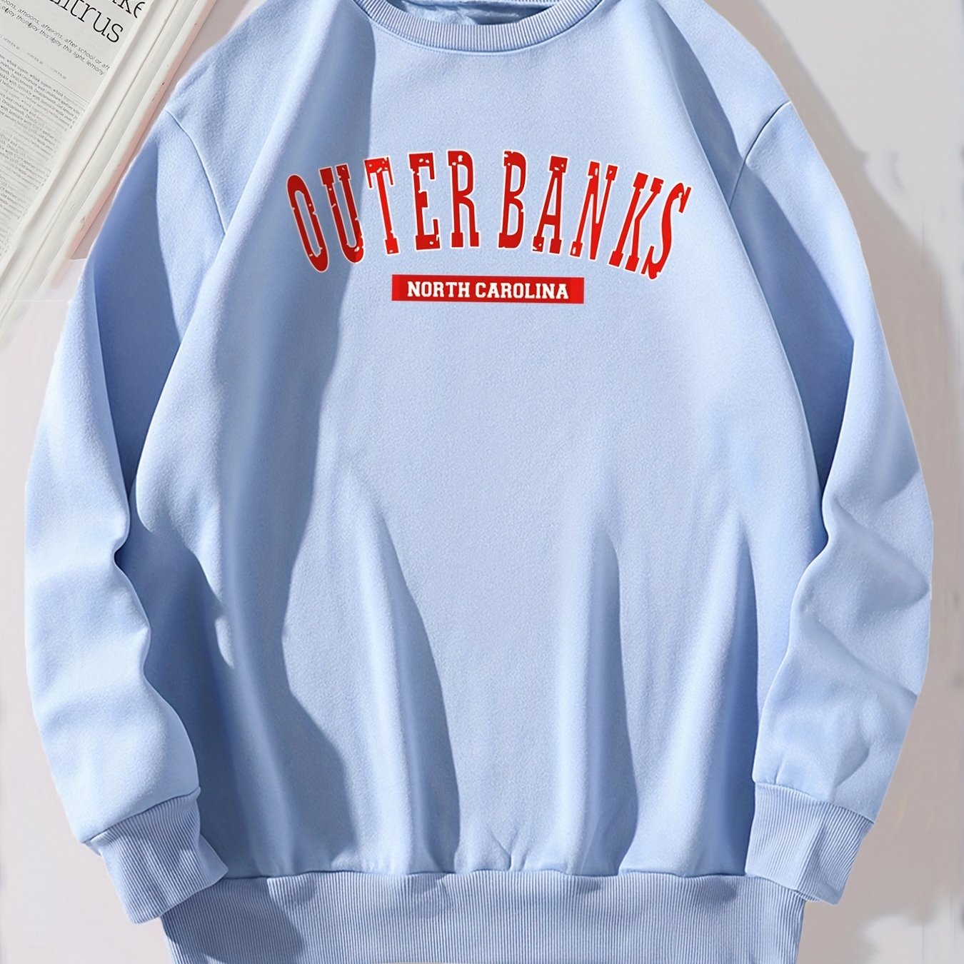 Sixsr Women's Preppy Sweatshirt Women's Casual Letter Print Long Sleeve Sweatshirt Pullover