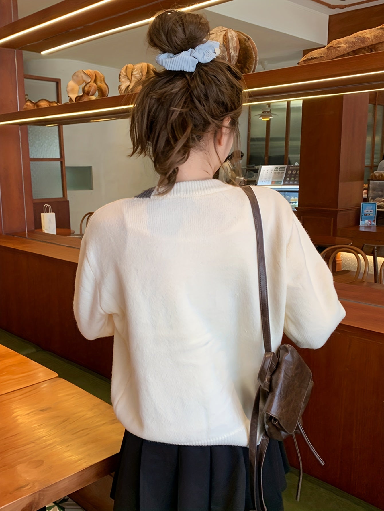 Sixsr Color Block Button Front Knitted Cardigan Sweater, Casual Round Neck Sweater For Fall & Winter, Women's Clothing