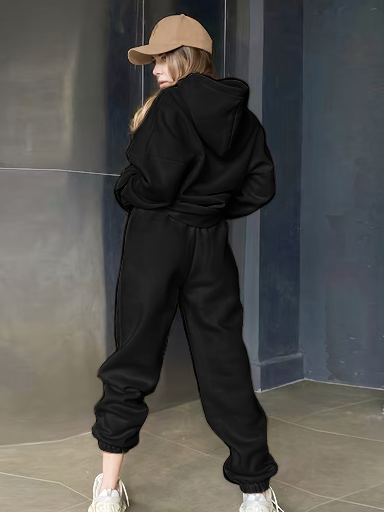 Sixsr Casual Solid Two-piece Set, Crew Neck Long Sleeve Sweatshirt & Elastic Waist Joggers Outfits, Women's Clothing