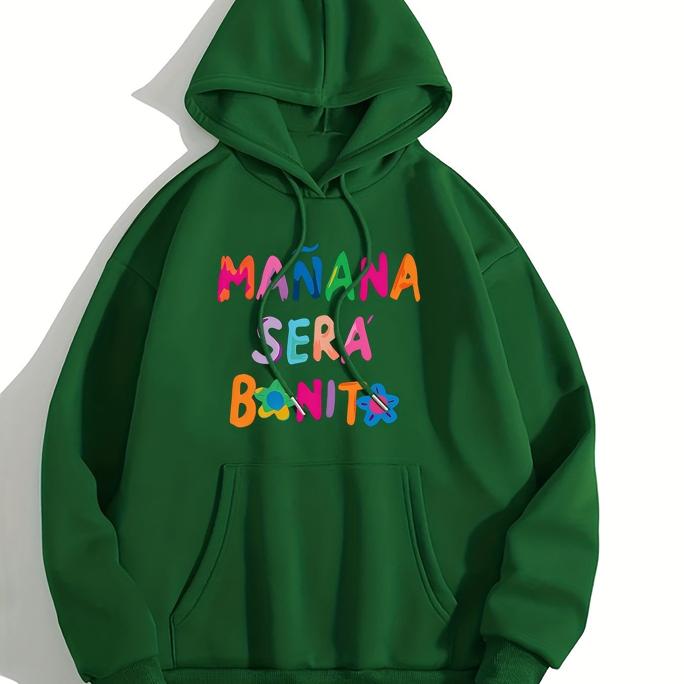Sixsr Letter Print Hoodie, Long Sleeve Solid Casual Sweatshirt, Women's Clothing