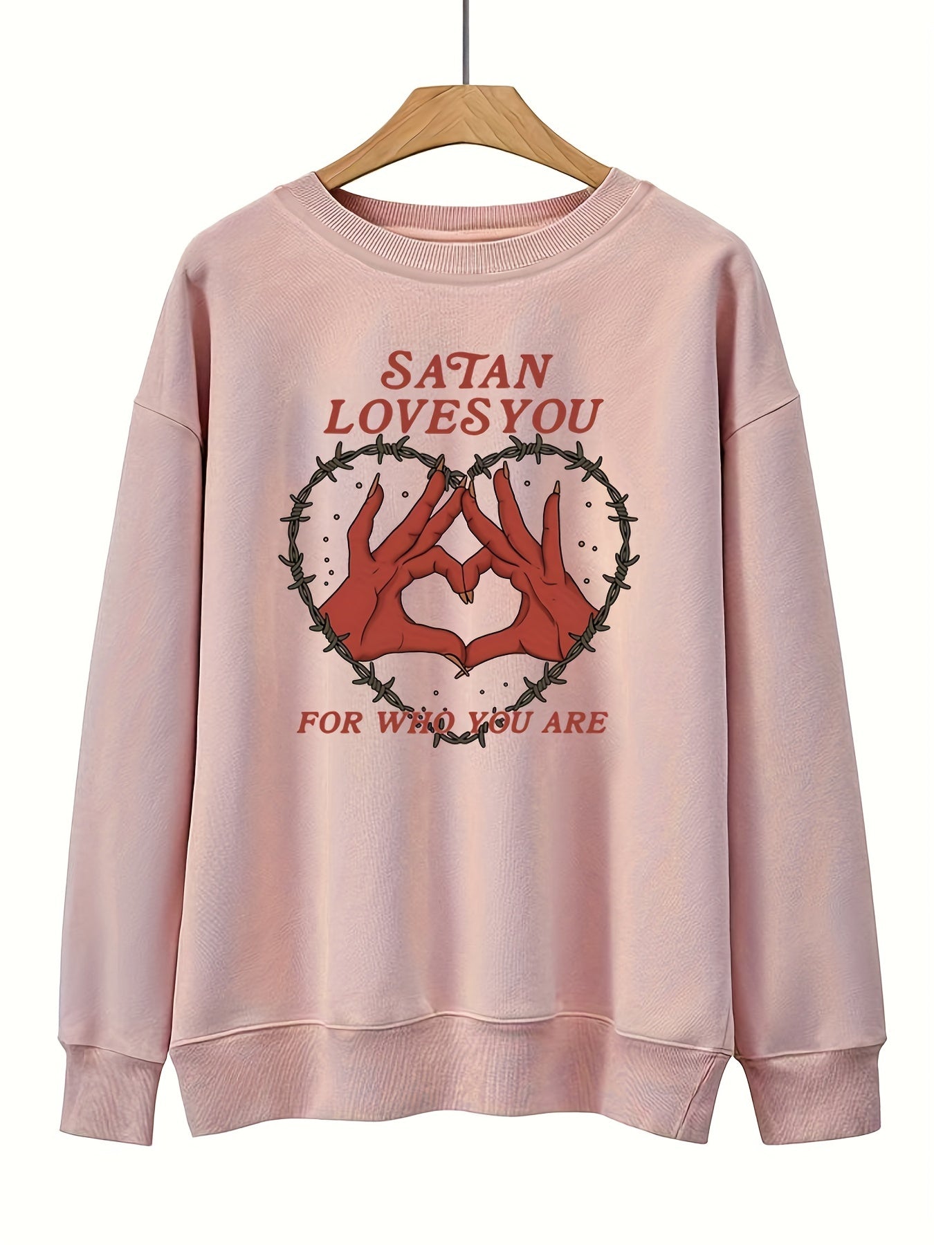 Sixsr Plus Size Casual Sweatshirt, Women's Plus Graphic & Slogan Print Long Sleeve Round Neck Sweatshirt