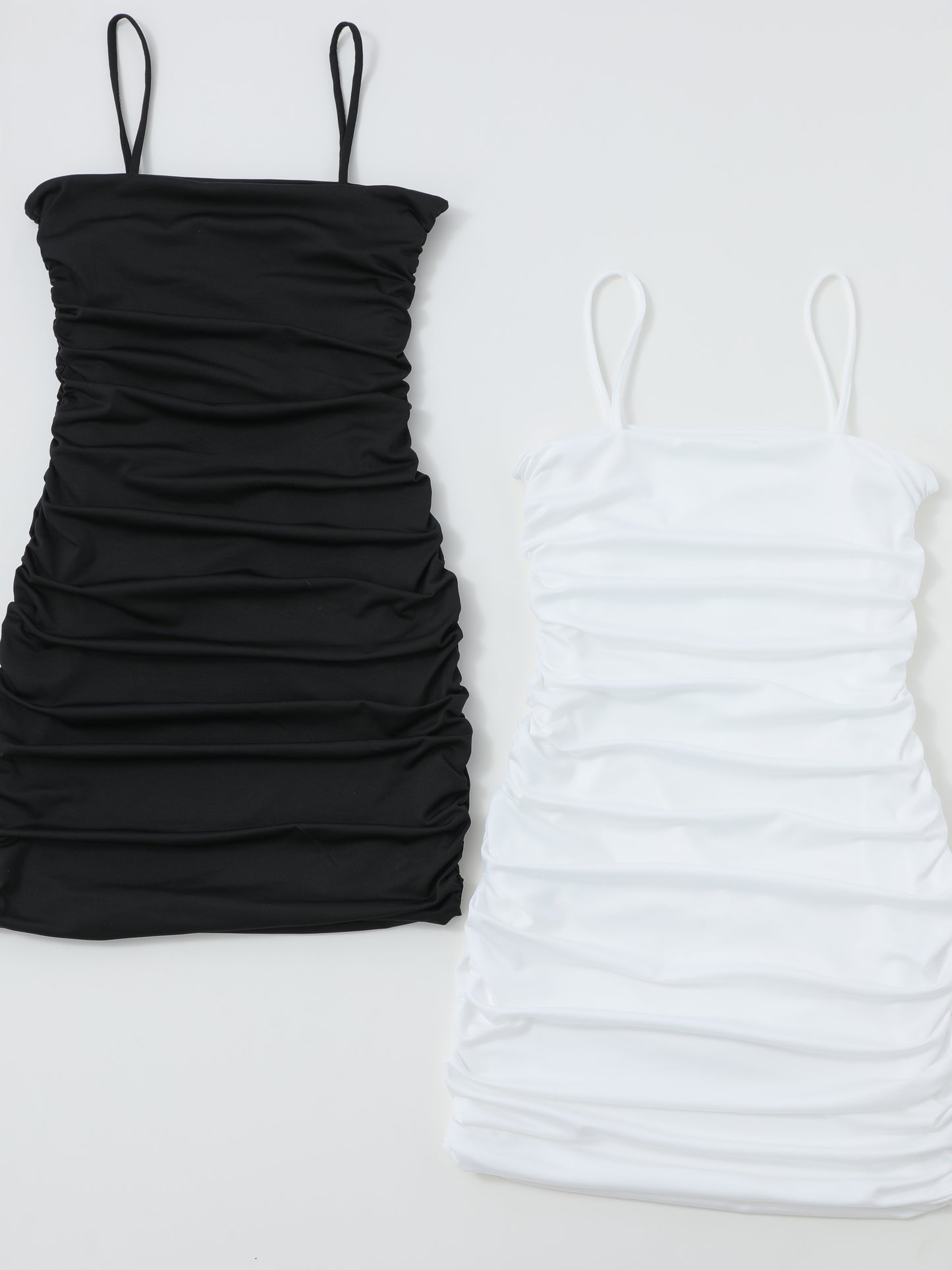 Sixsr 2pcs Solid Bodycon Cami Dress Set, Casual Every Day Dress For Spring & Summer, Women's Clothing