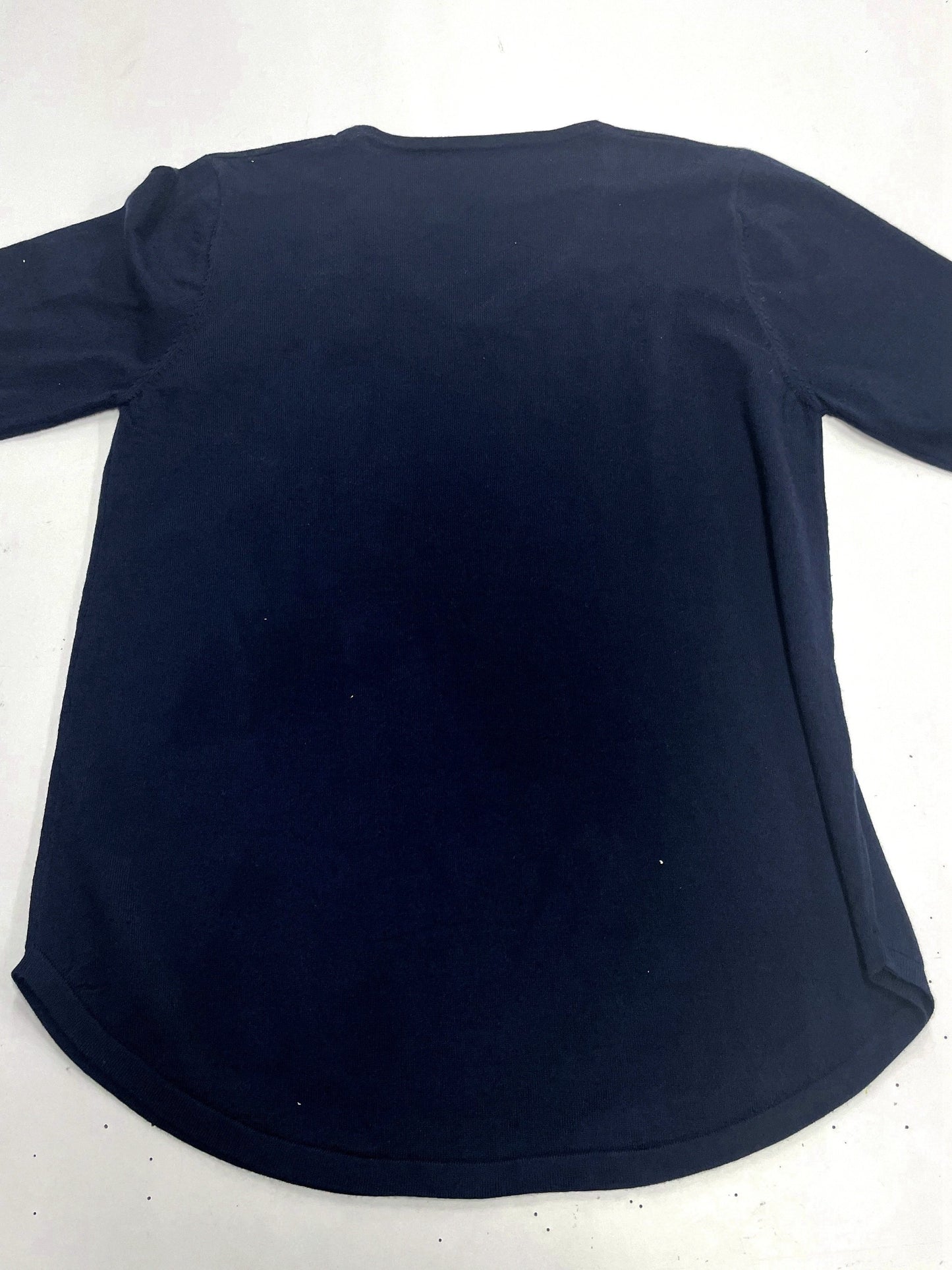 Sixsr Plus Size Casual Knit Top, Women's Plus Solid Long Sleeve V Neck Round Hem Medium Stretch Knit Top